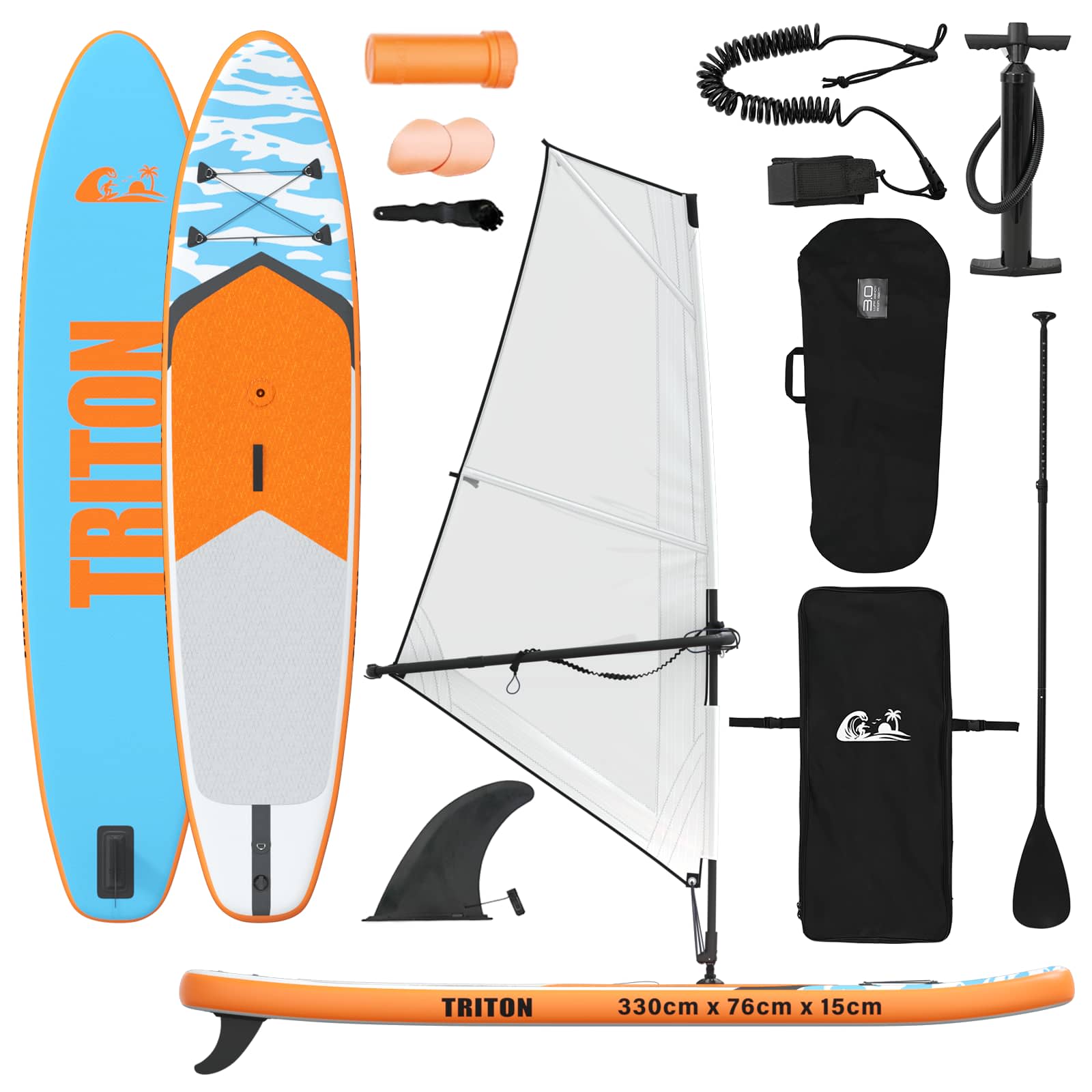 Naduvivi SUP s jedrom TRITON 330 x 76 x 15 cm Plava za