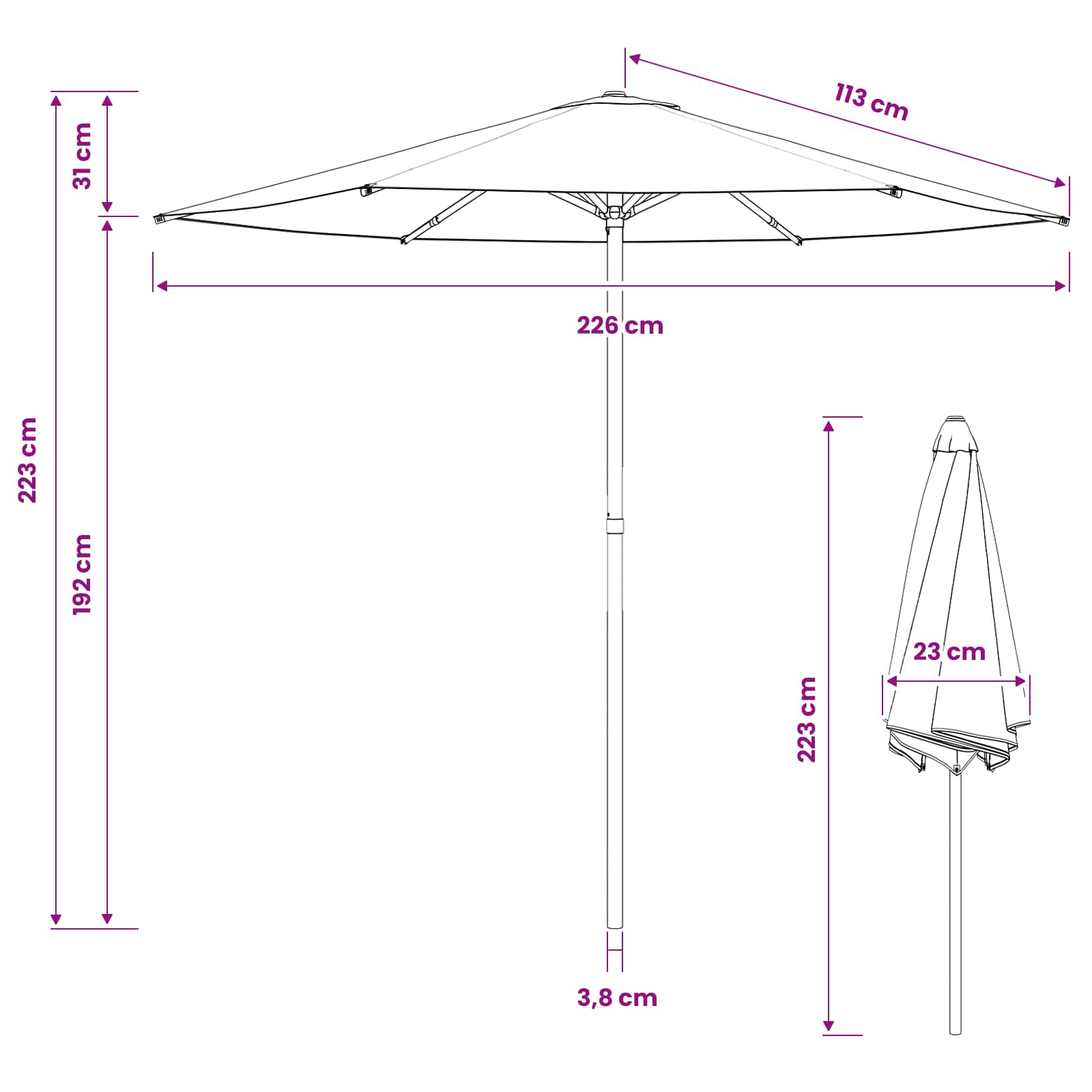 Vrtni suncobran 230 x 230 cm Poliester Pravokutni Terakota