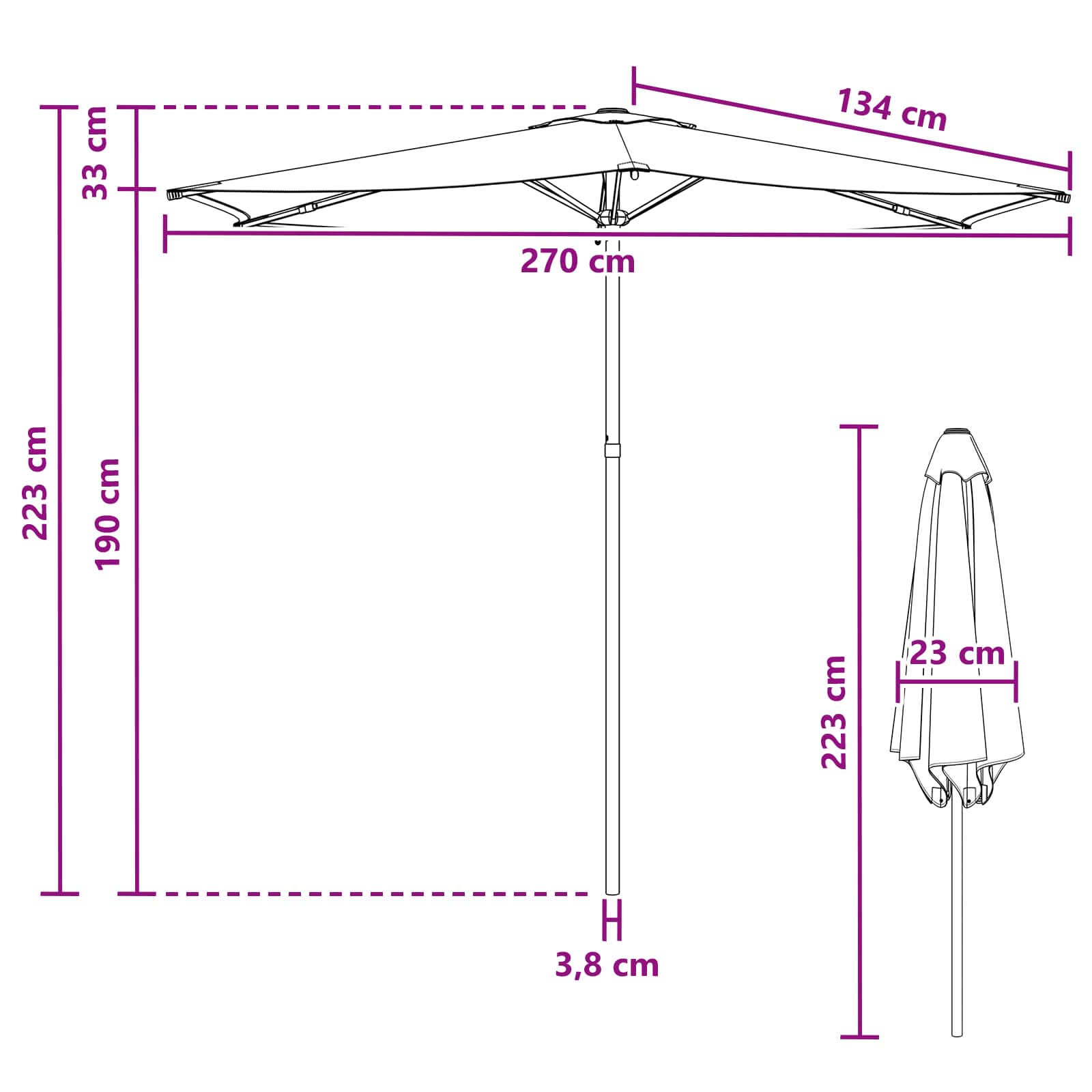 Vrtni suncobran 270 x 270 cm Poliester Pravokutni Sivosmeđa