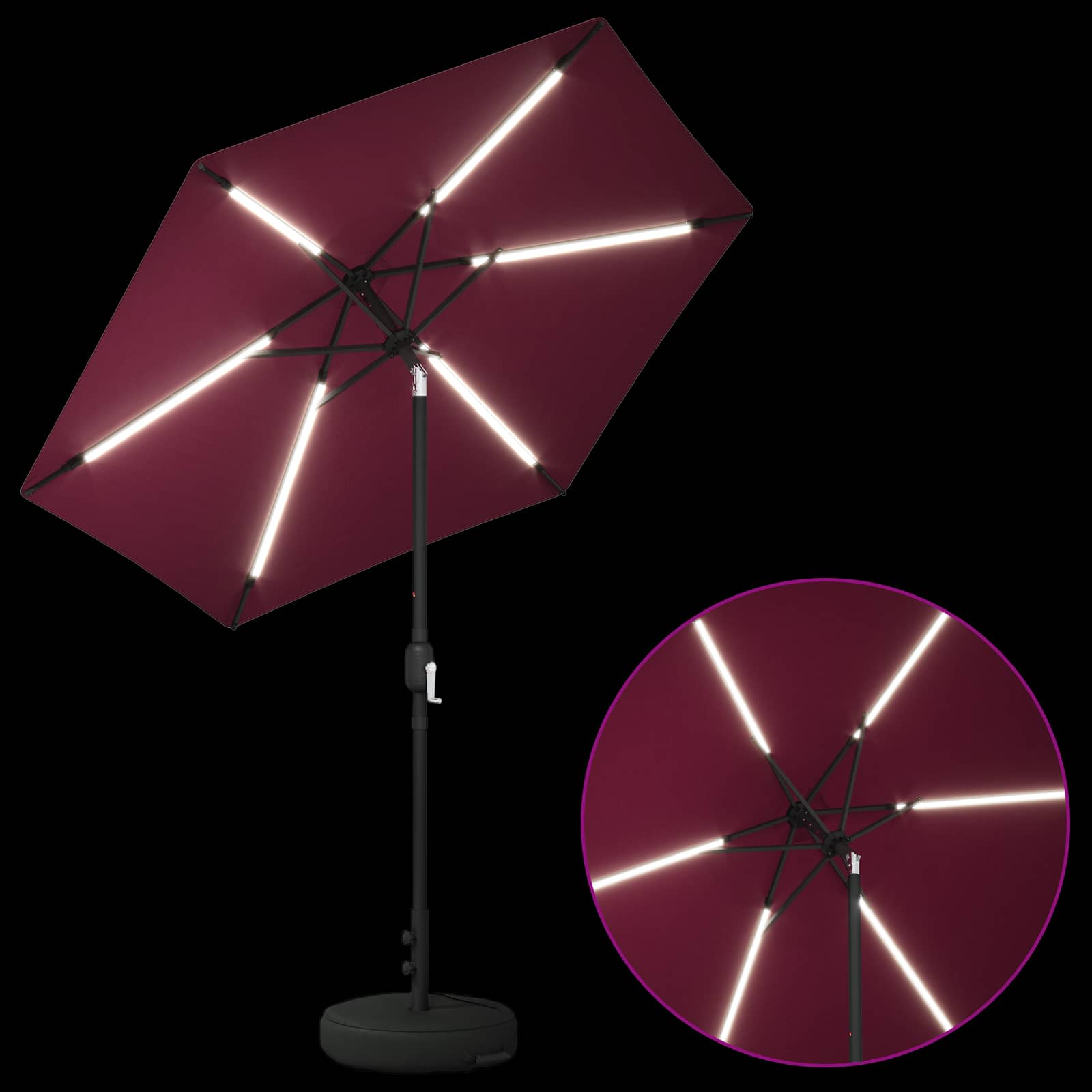 Suncobran za vrt s LED svjetlima i postoljem 230 x 230 cm