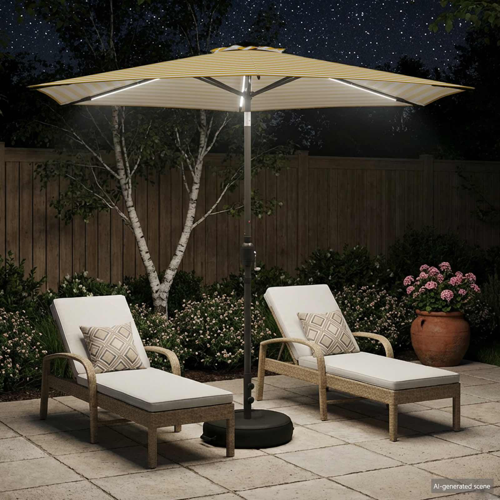 Suncobran za vrt s LED svjetlima i postoljem 270 x 270 cm