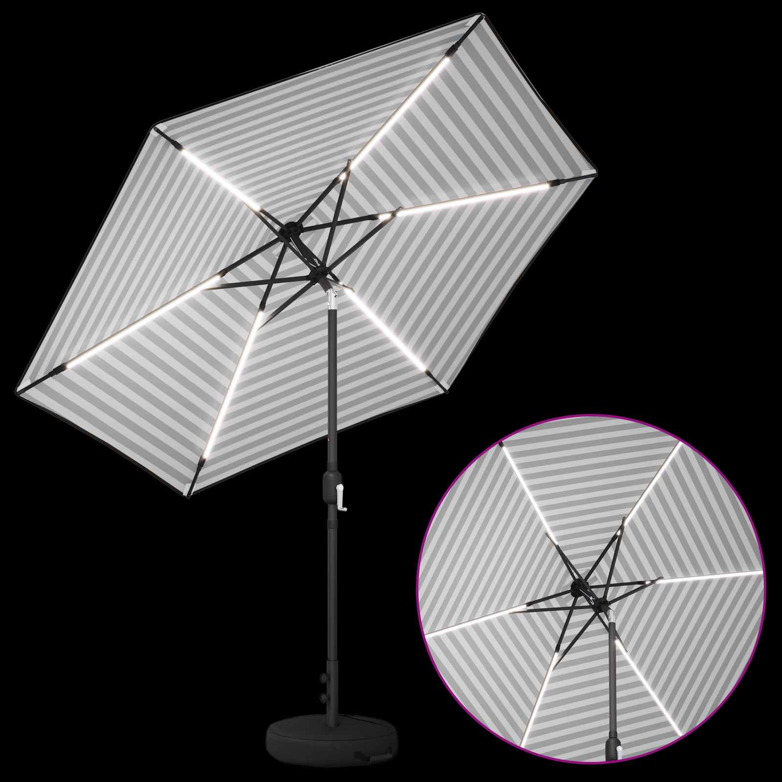 Suncobran za vrt s LED svjetlima i postoljem 270 x 270 cm