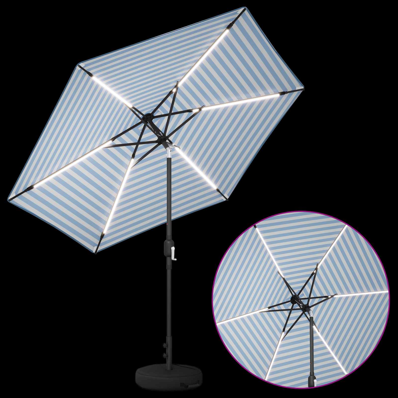 Suncobran za vrt s LED svjetlima i postoljem 270 x 270 cm