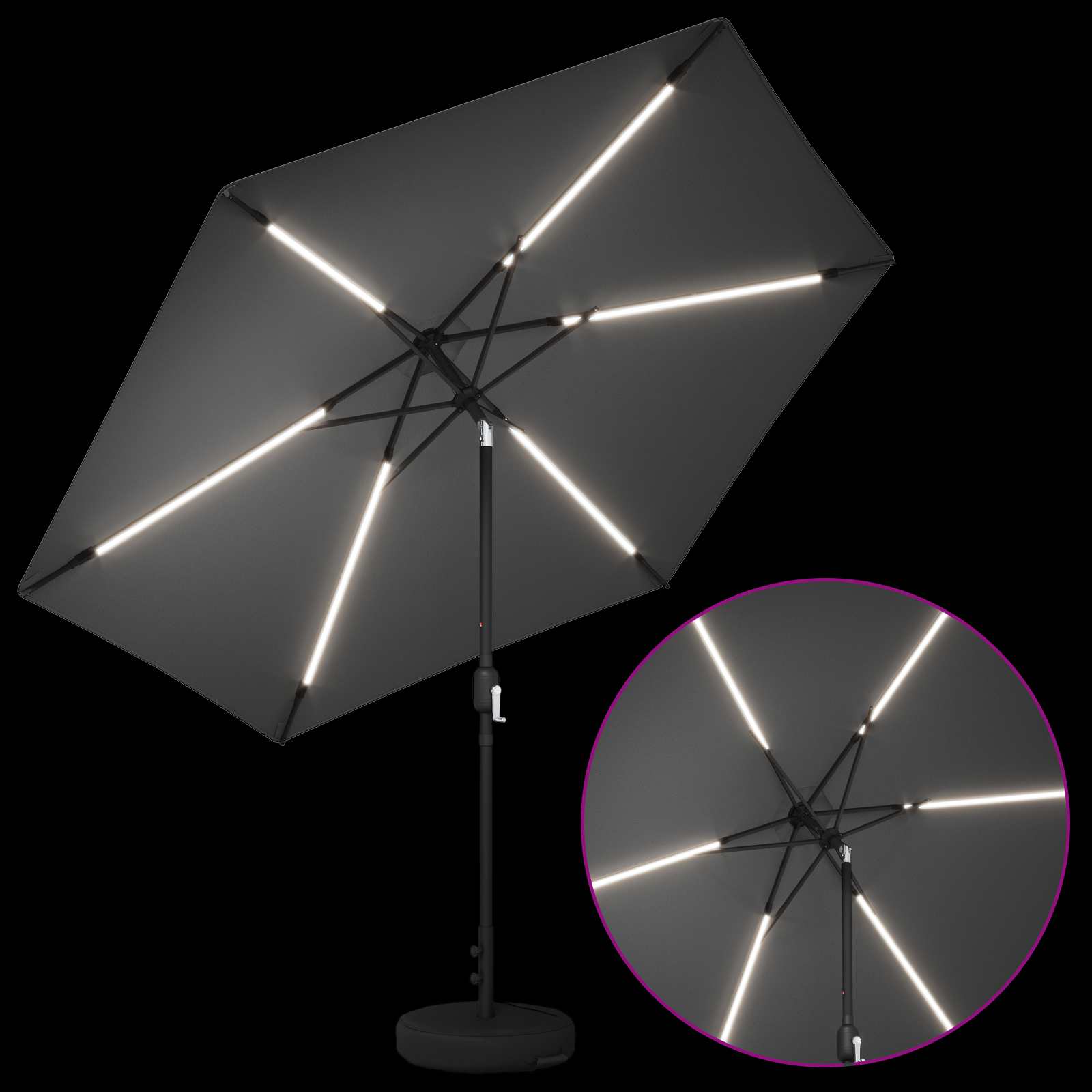 Suncobran za vrt s LED svjetlima i postoljem 300 x 300 cm