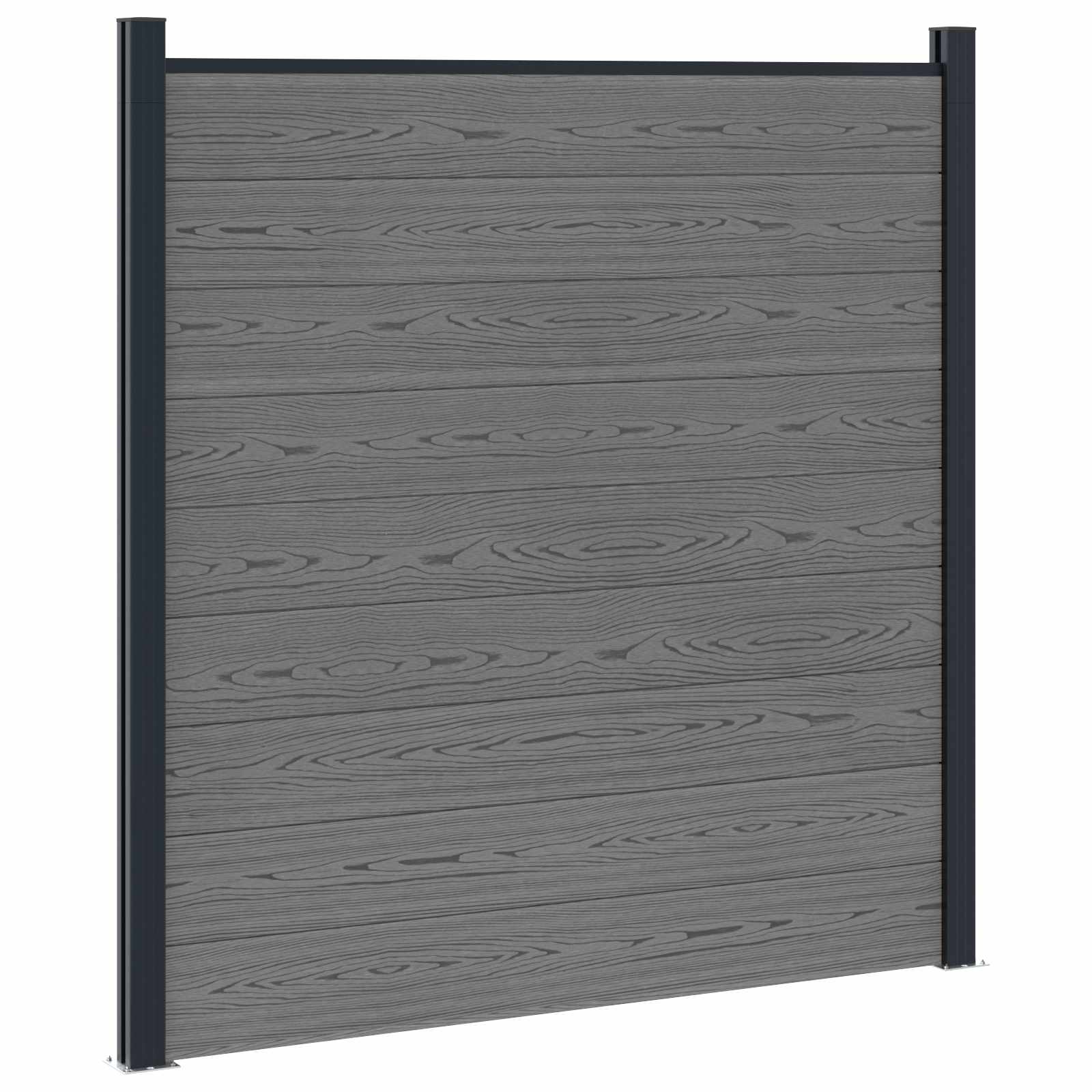 Panel ograde 9 pcs WPC i aluminij Siva