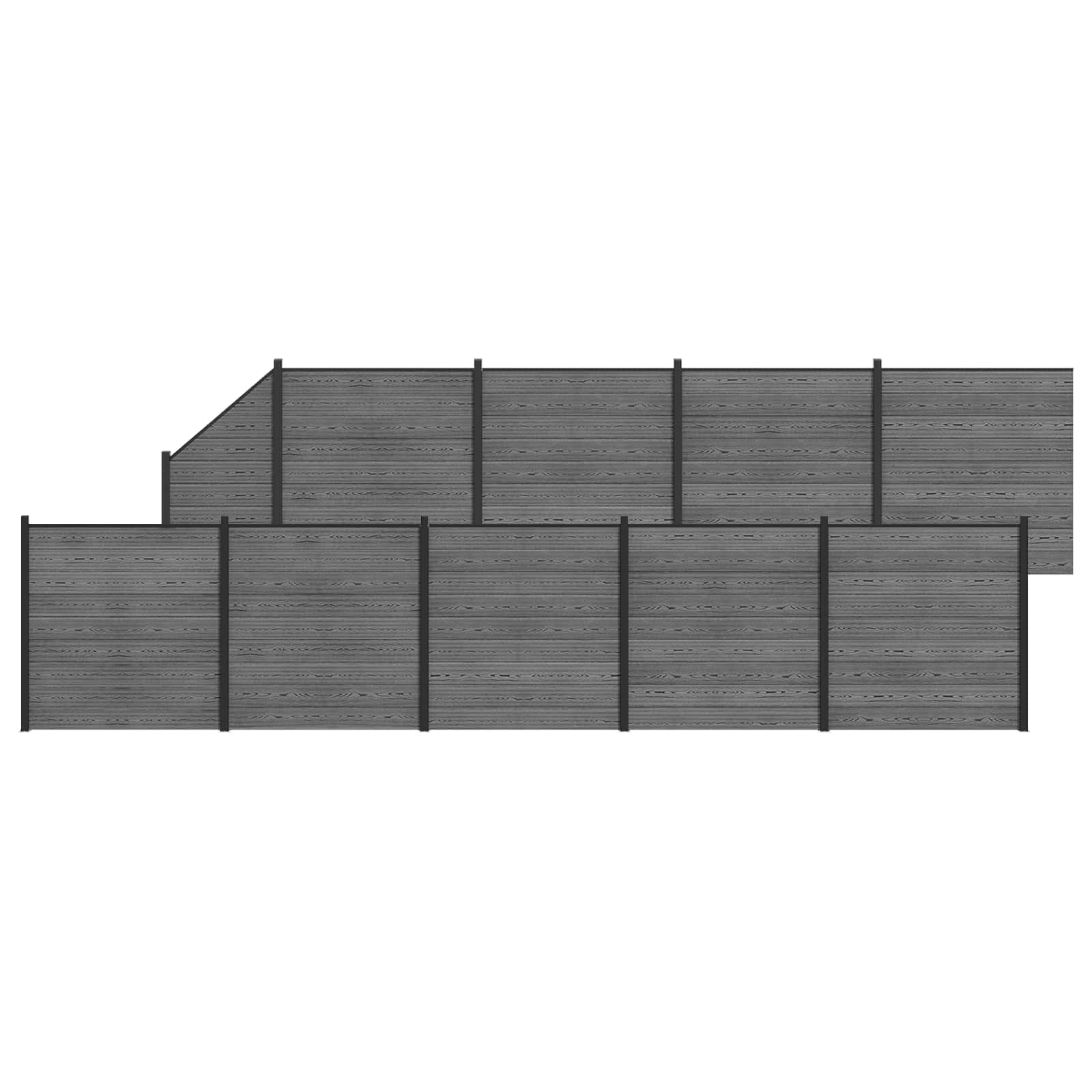 Panel ograde 10 pcs WPC i aluminij Siva