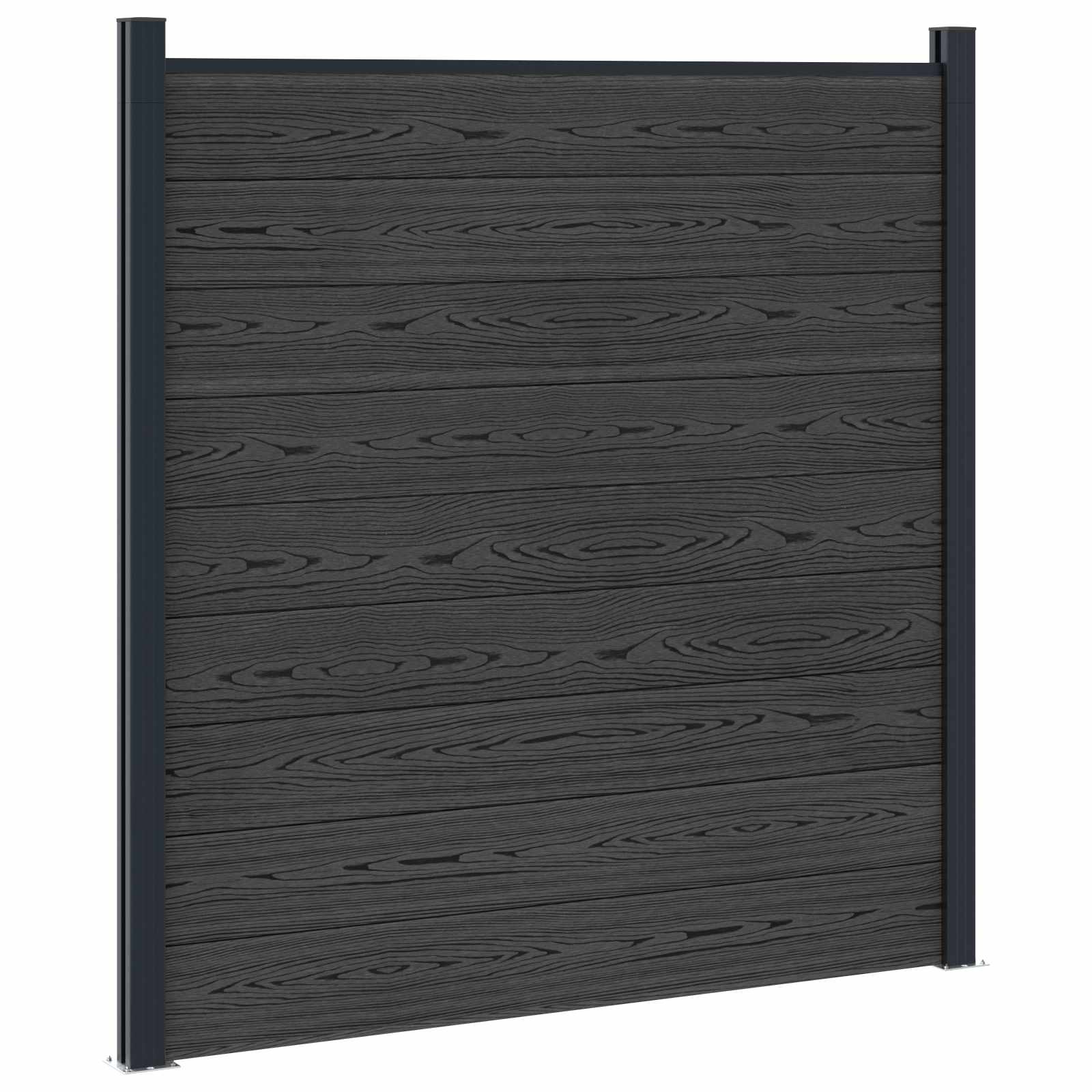 Panel ograde 2 pcs WPC i aluminij Crna