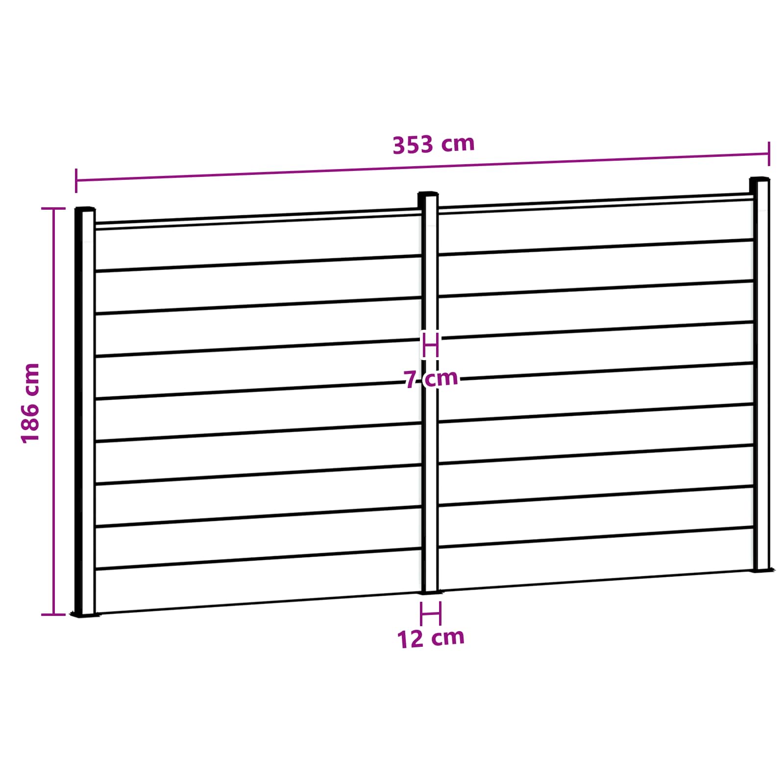 Panel ograde 2 pcs WPC i aluminij Crna