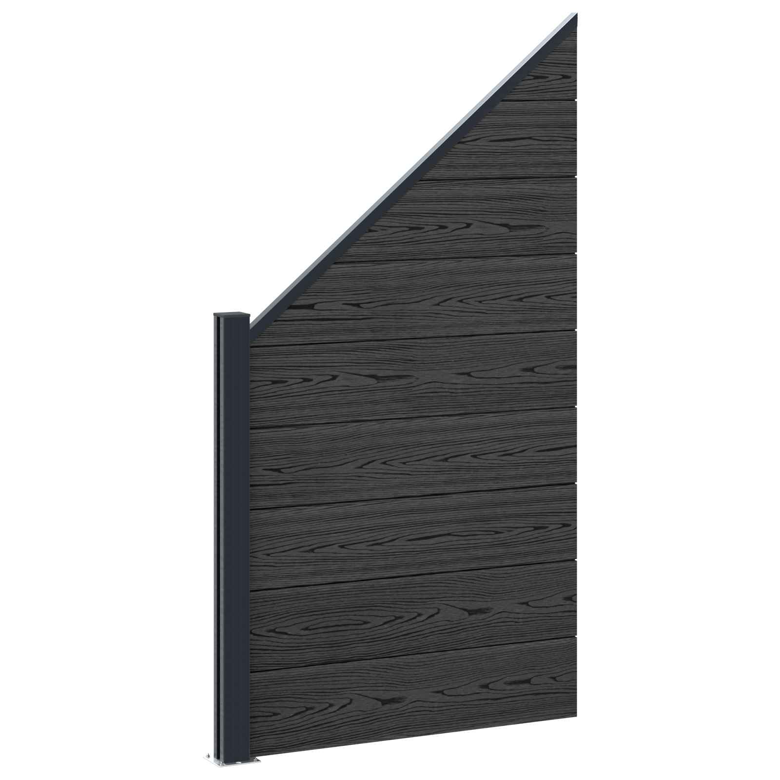 Panel ograde 8 pcs WPC i aluminij Crna