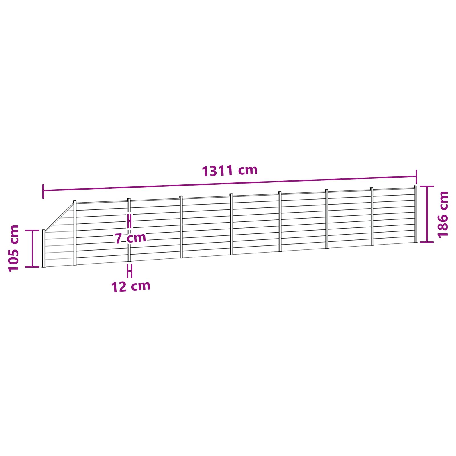 Panel ograde 8 pcs WPC i aluminij Crna