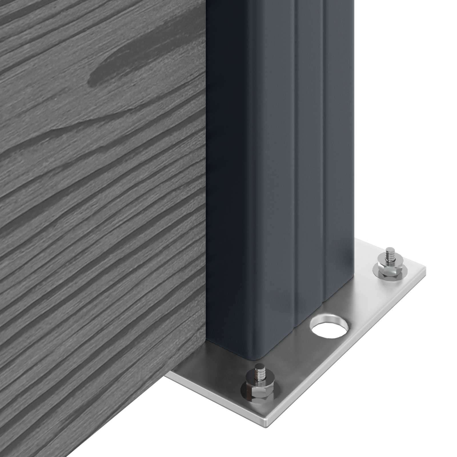 Panel ograde 3 pcs WPC i aluminij Siva