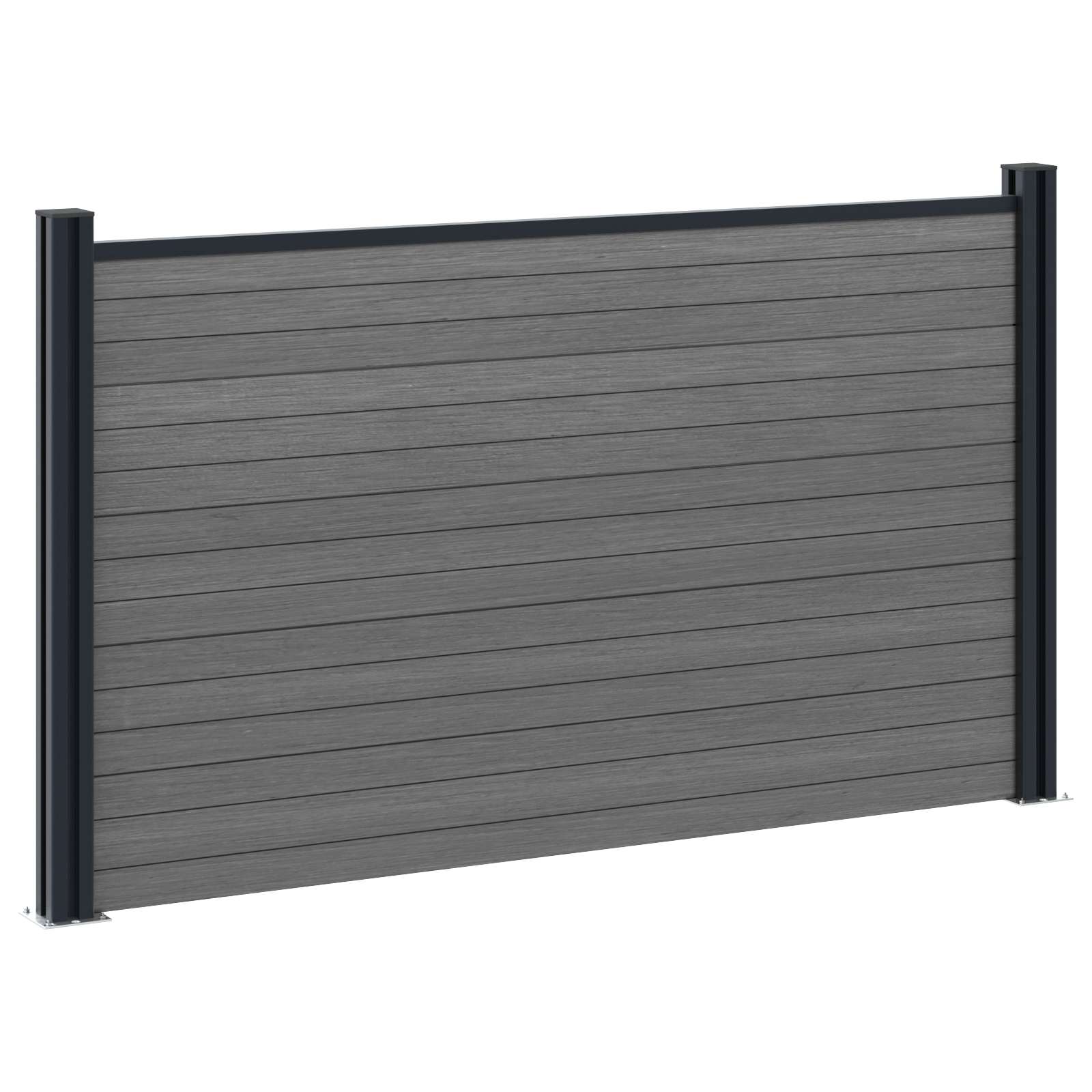 Panel ograde 3 pcs WPC i aluminij Siva