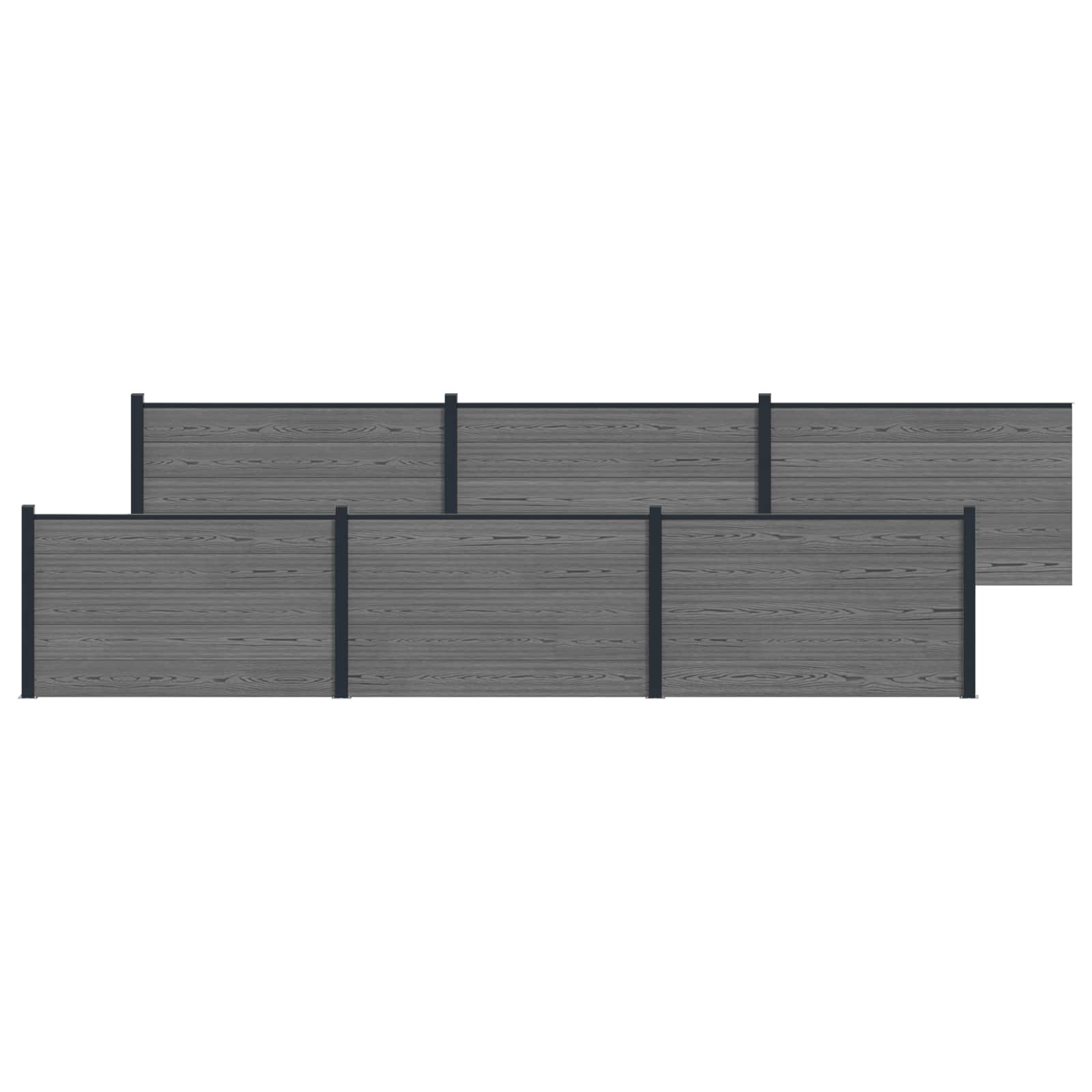Panel ograde 6 pcs WPC i aluminij Siva