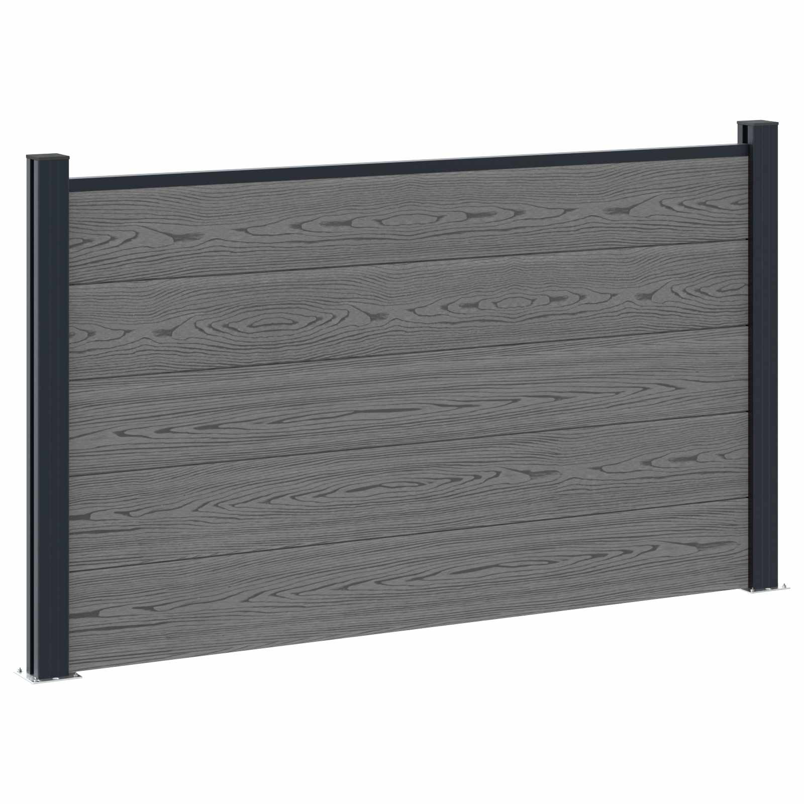 Panel ograde 6 pcs WPC i aluminij Siva
