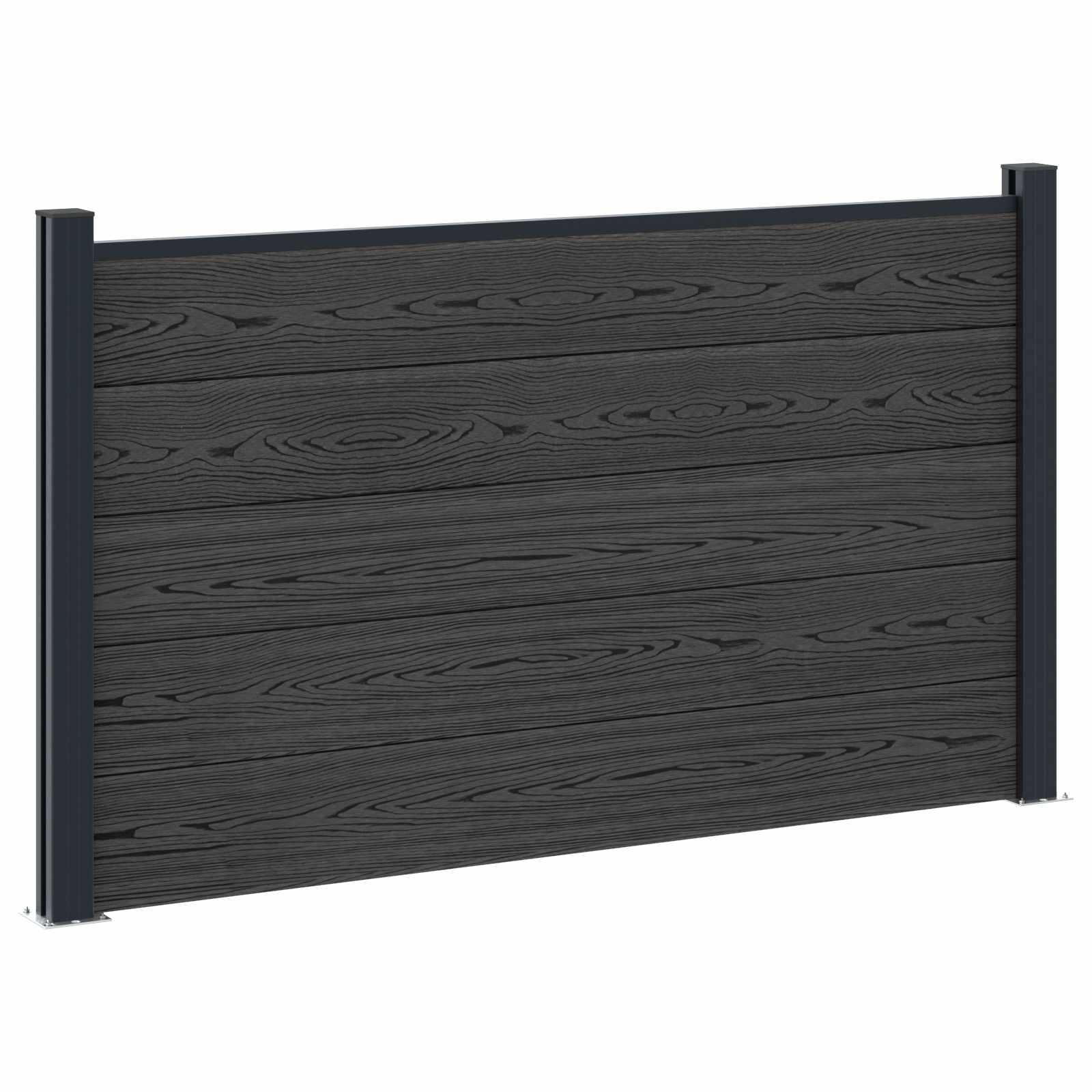 Panel ograde 8 pcs WPC i aluminij Crna