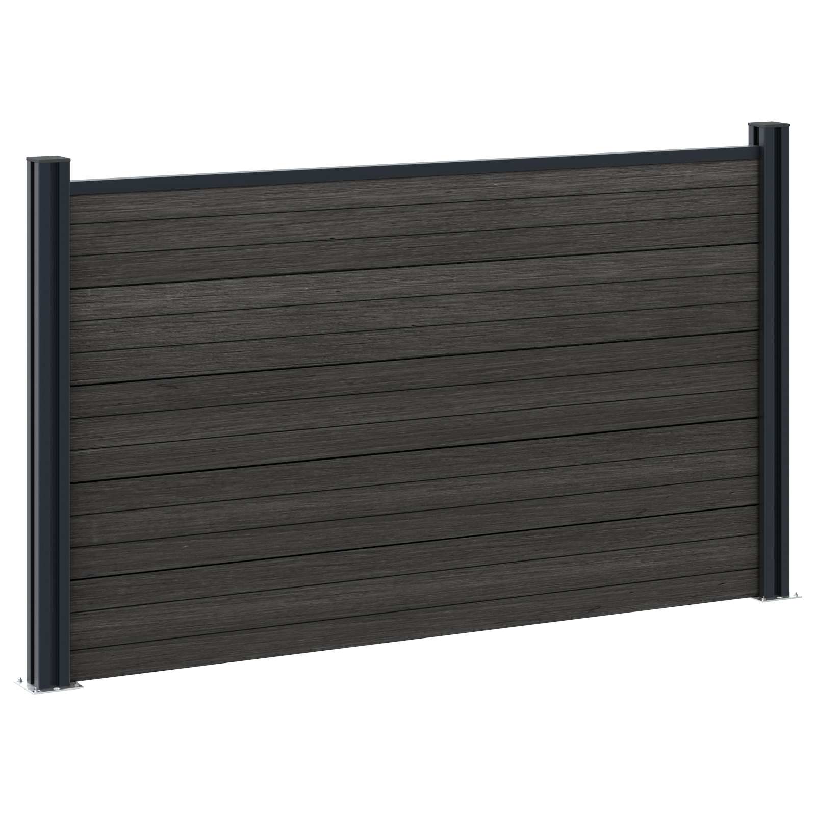 Panel ograde 10 pcs WPC i aluminij Crna
