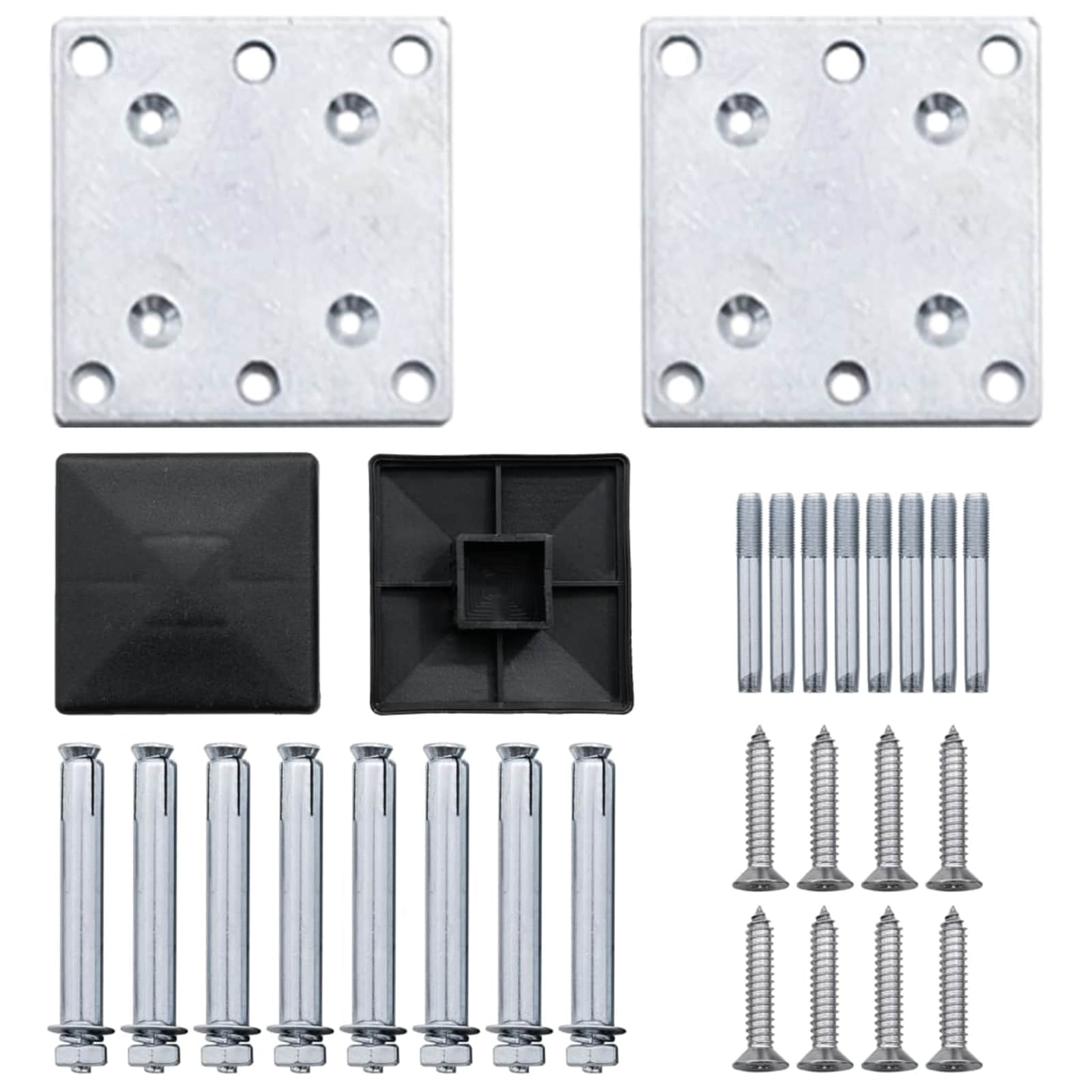 Panel ograde 3 pcs WPC i aluminij Siva