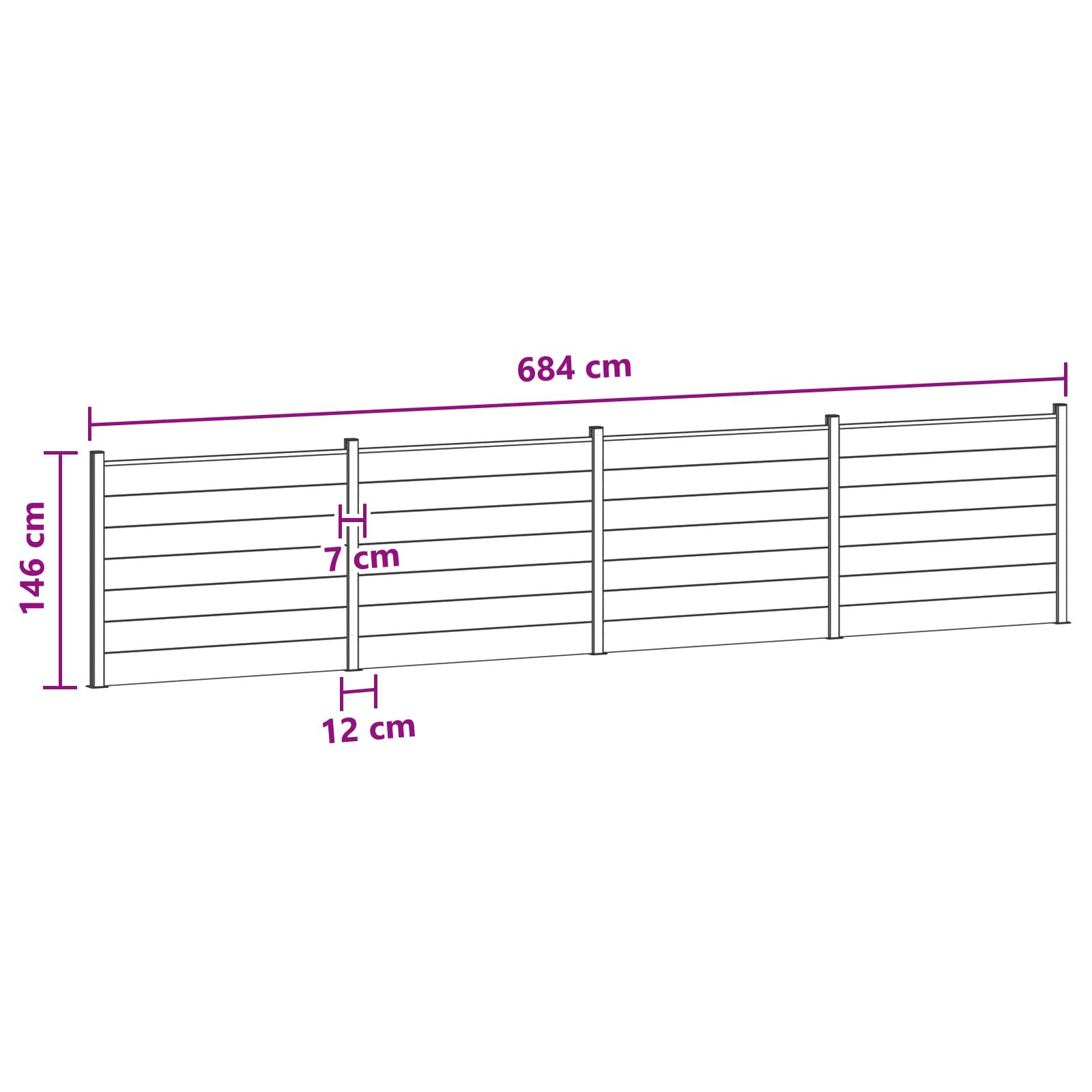 Panel ograde 4 pcs WPC i aluminij Crna