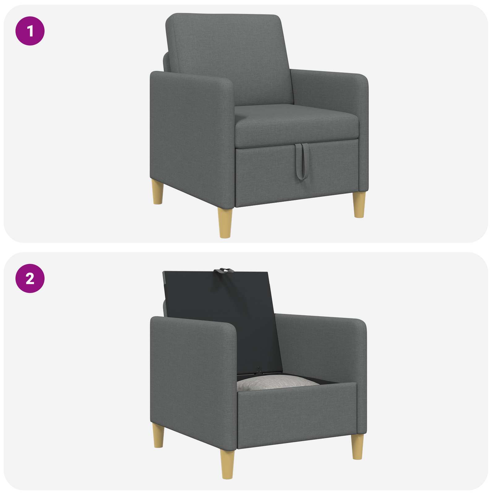 Sofa s pohranom Tamnosiva 72 x 78 x 87 cm Poliester