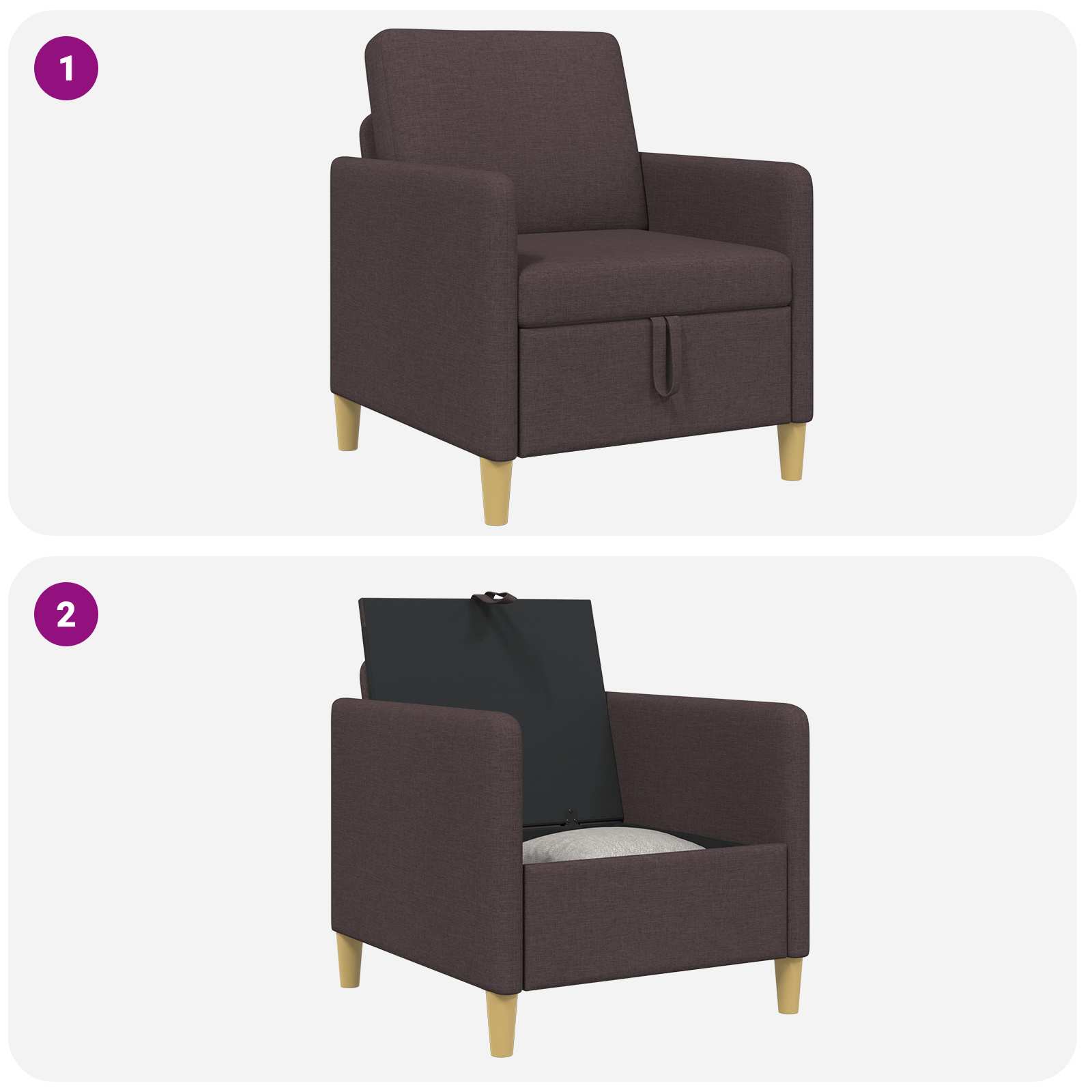 Sofa s pohranom Tamno smeđa 72 x 78 x 87 cm Poliester