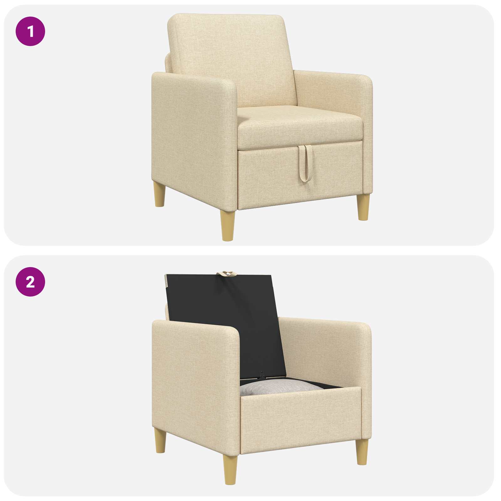 Sofa s pohranom Krem 72 x 78 x 87 cm Poliester