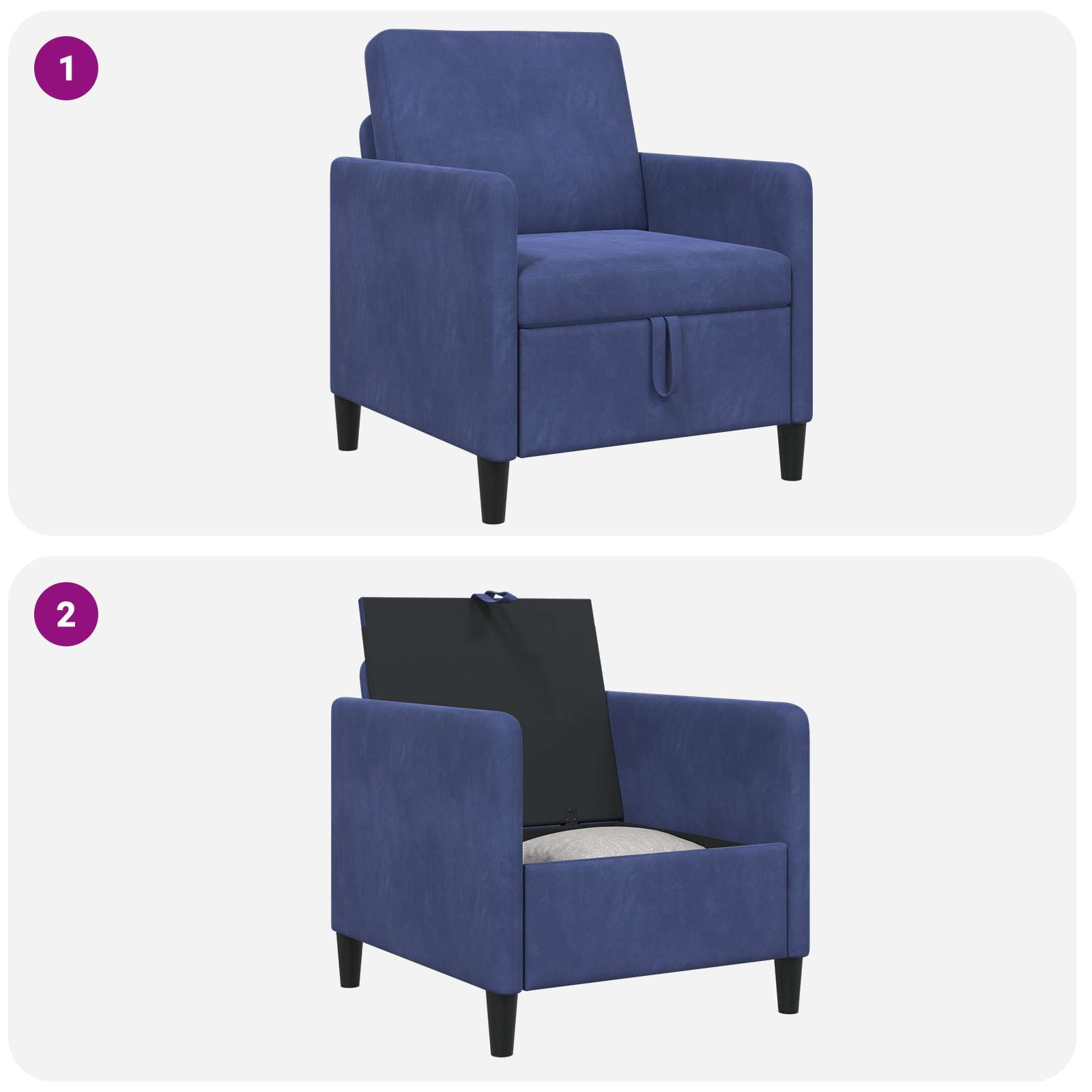 Sofa s pohranom Policijska plava 72 x 78 x 87 cm Poliester