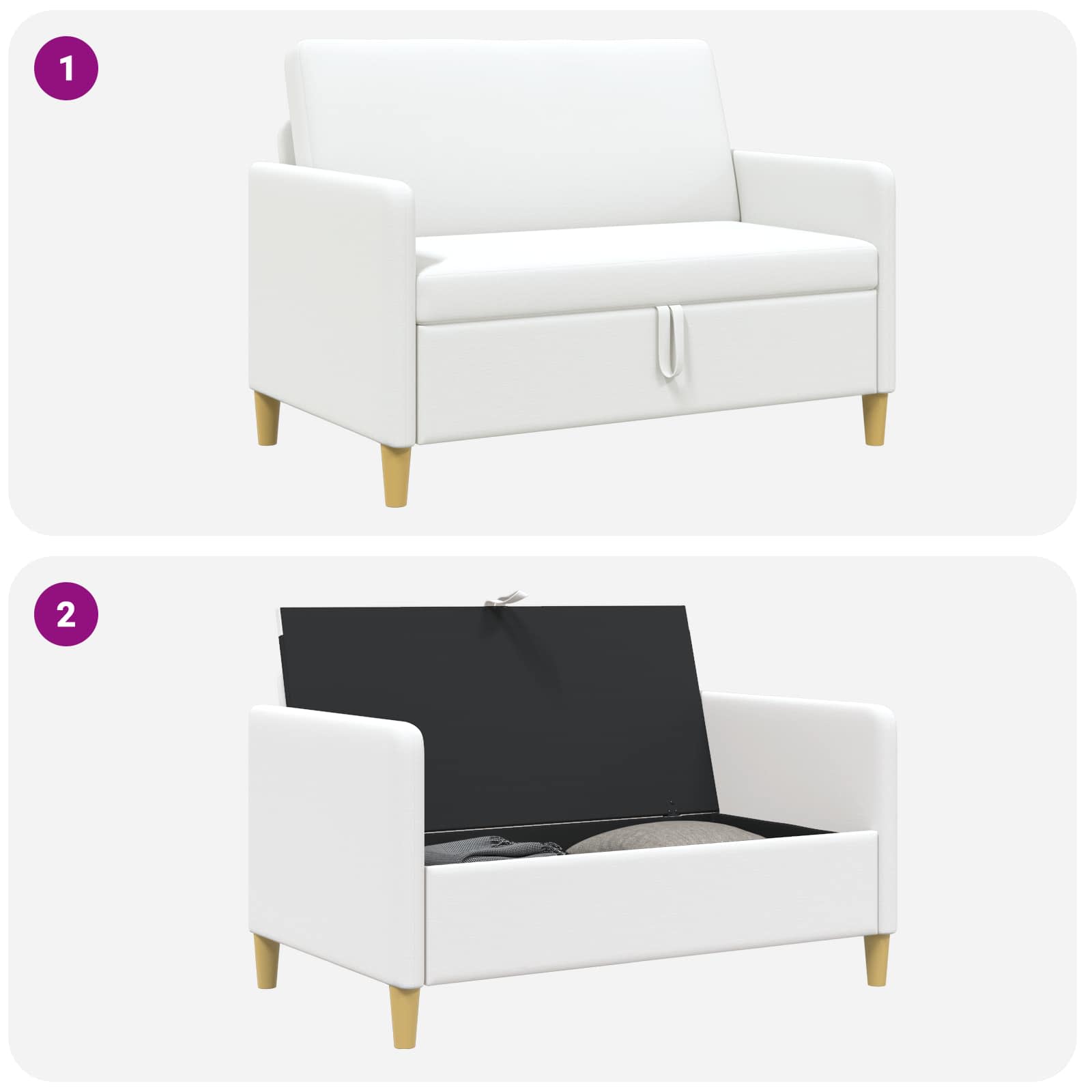 Sofa s pohranom Bijela 122 x 78 x 87 cm Poliester