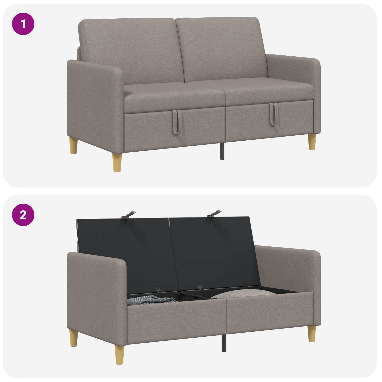 Sofa s pohranom Sivosmeđa 152 x 78 x 87 cm Poliester