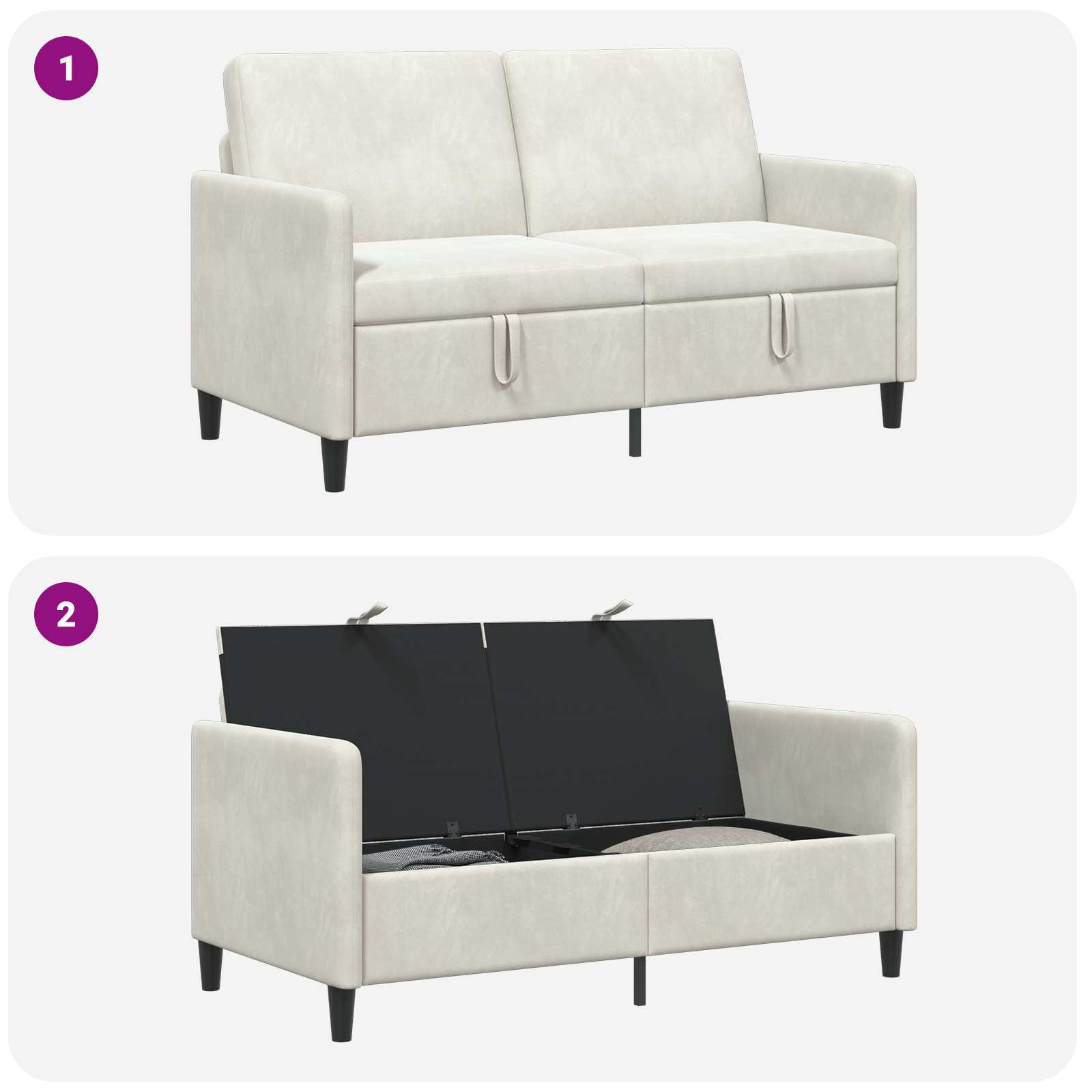Sofa s pohranom Krem 152 x 78 x 87 cm Poliester