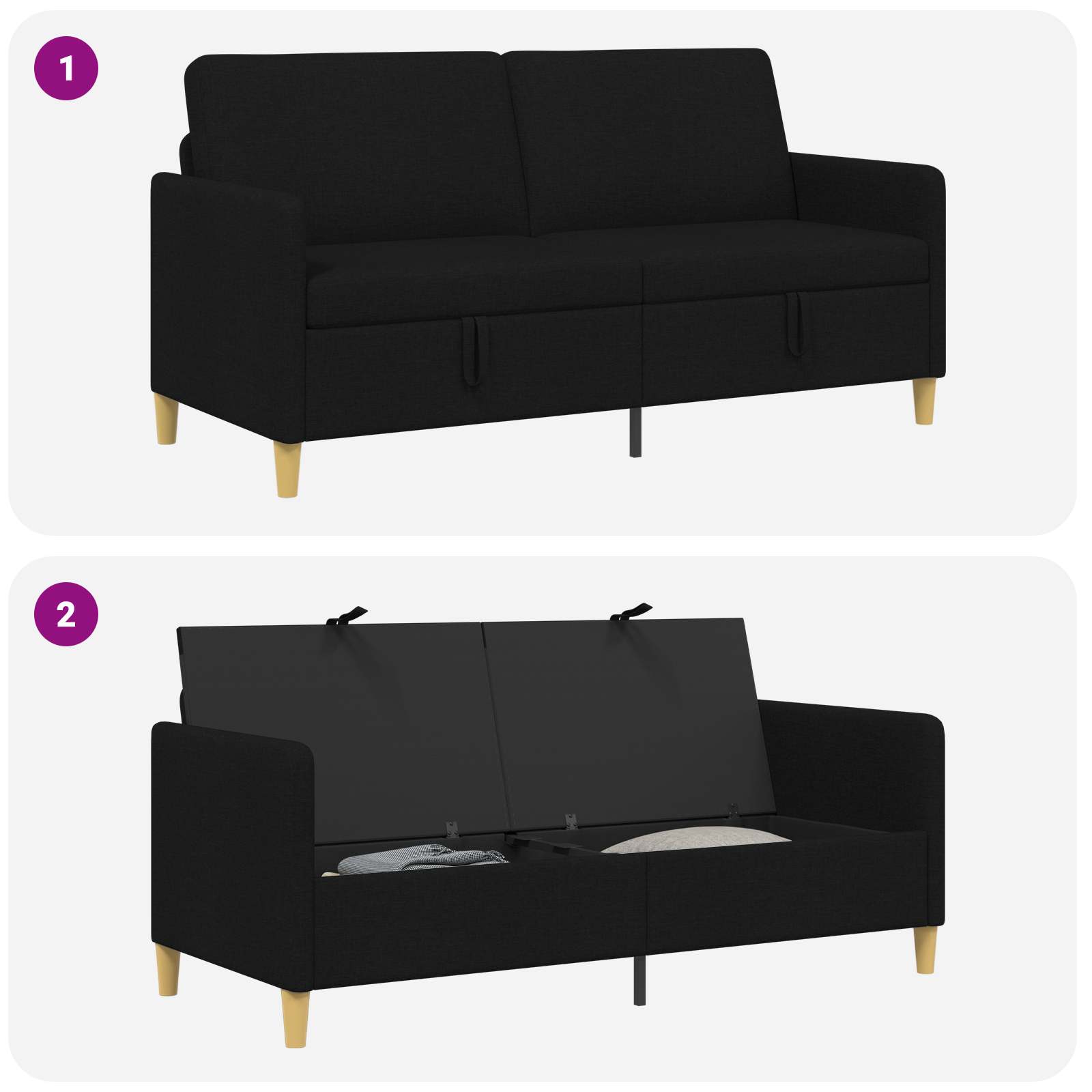 Sofa s pohranom Crna 172 x 78 x 87 cm Poliester