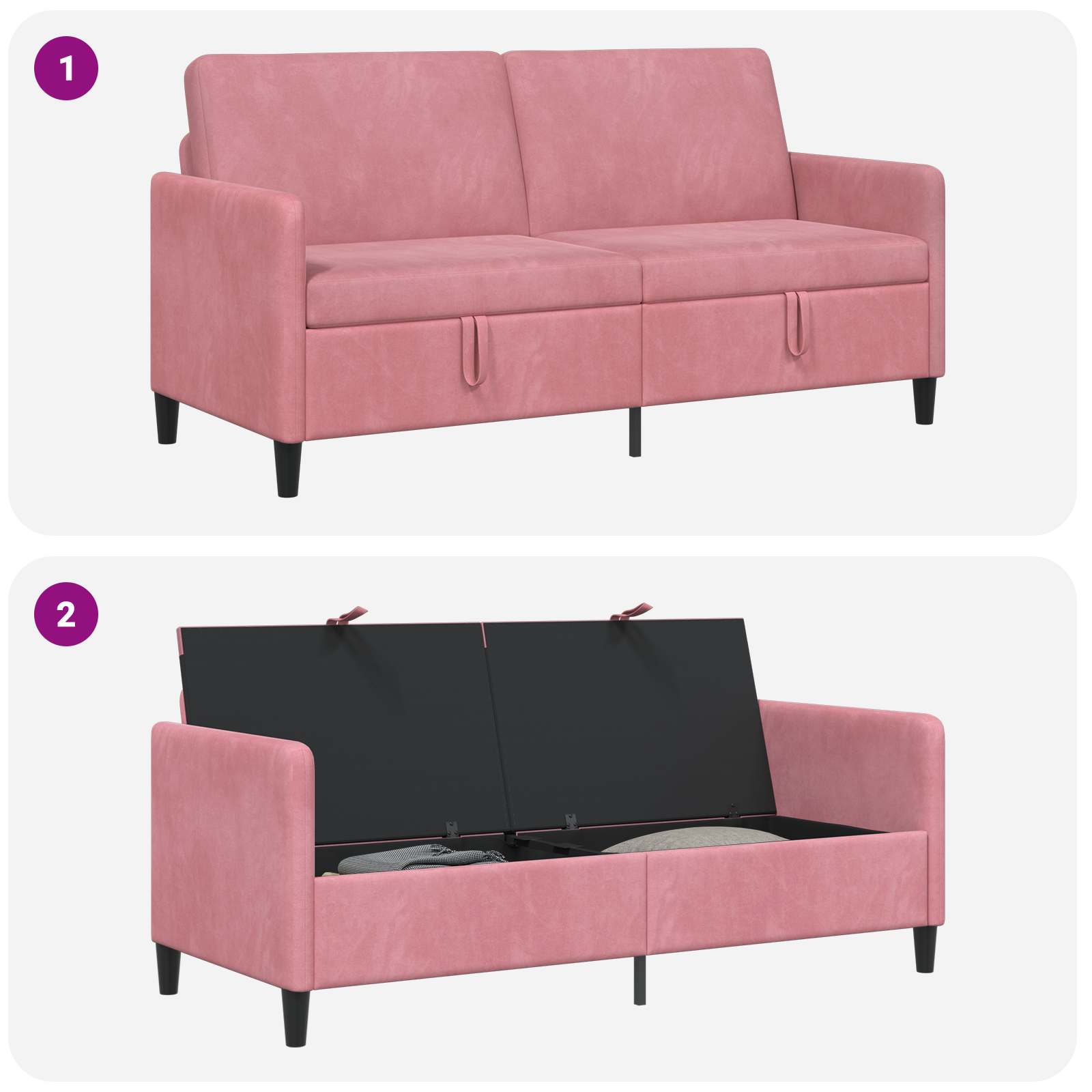 Sofa s pohranom Ružičasta 172 x 78 x 87 cm Poliester
