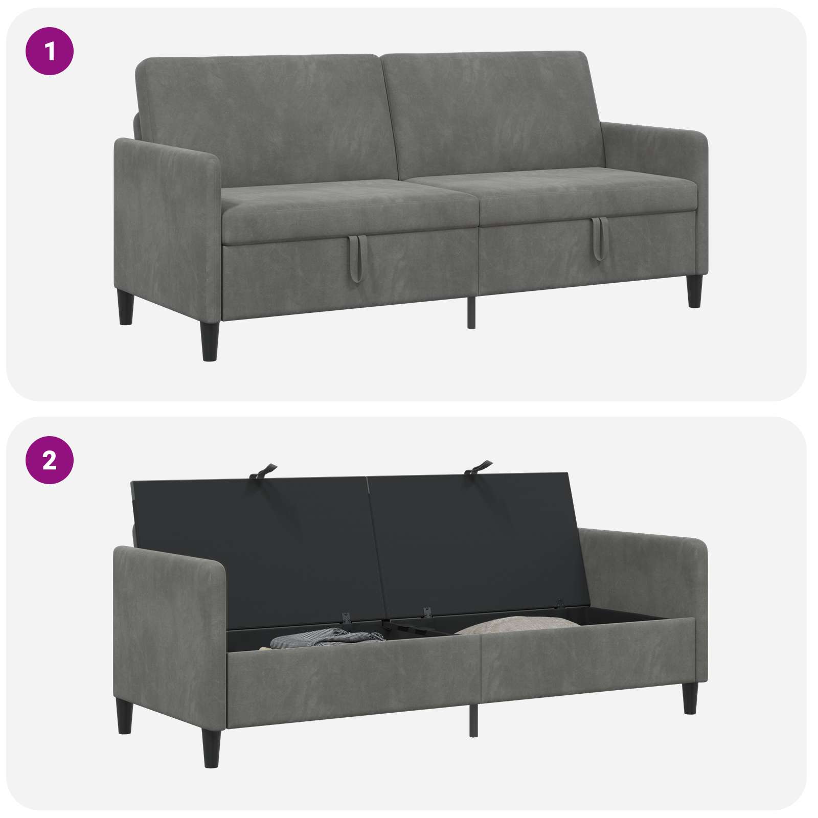 Sofa s pohranom Tamnosiva 192 x 78 x 87 cm Poliester