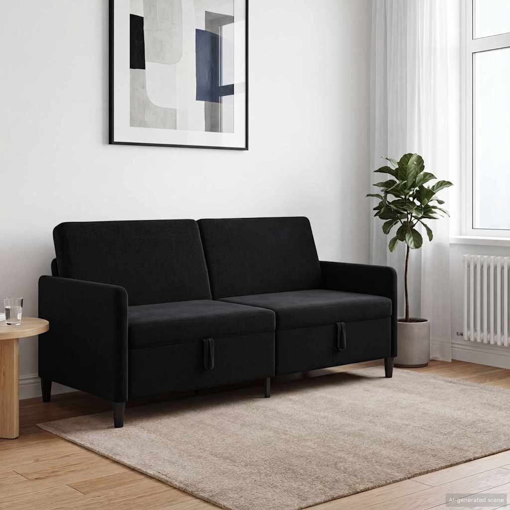 Sofa s pohranom Crna 192 x 78 x 87 cm Poliester