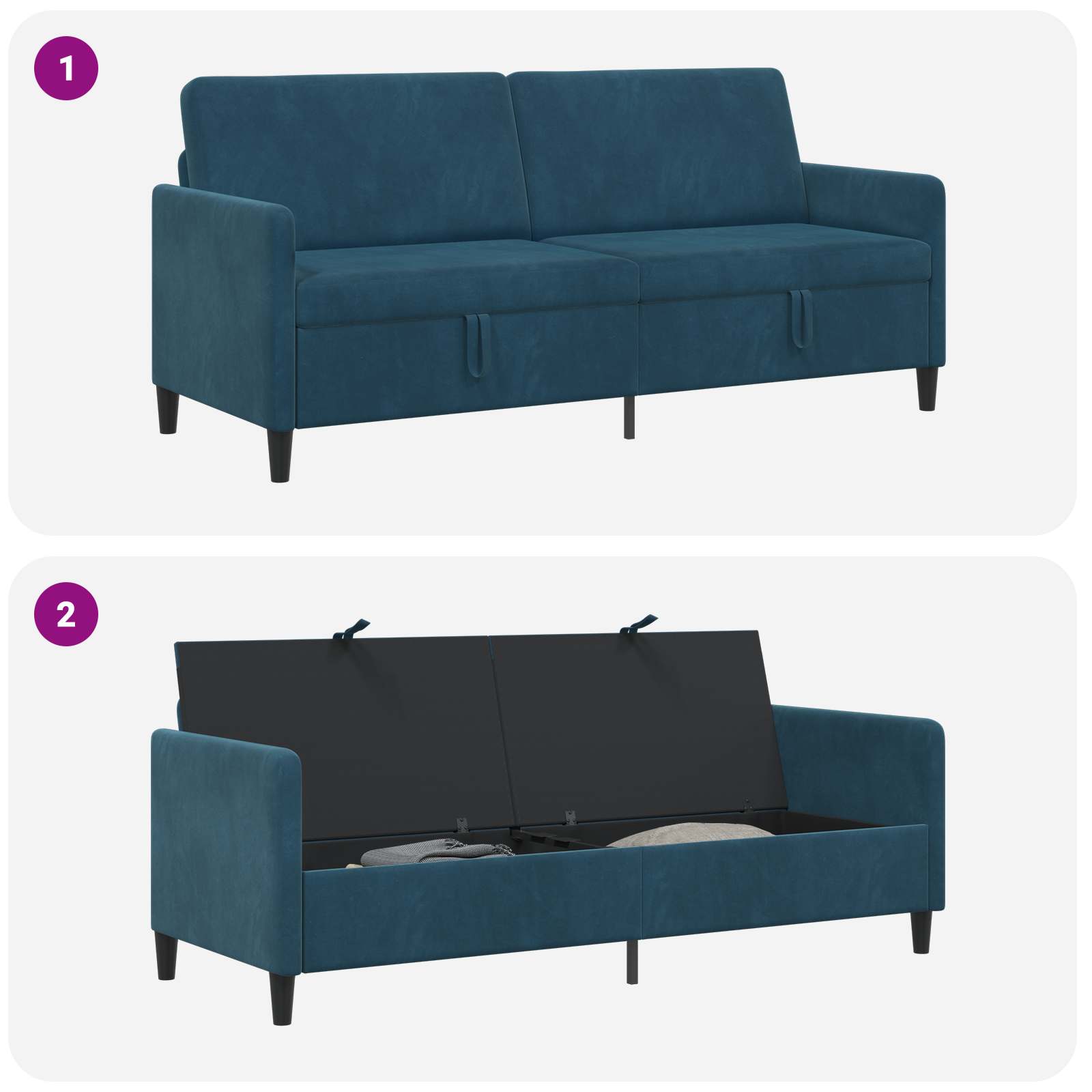 Sofa s pohranom Plava 192 x 78 x 87 cm Poliester