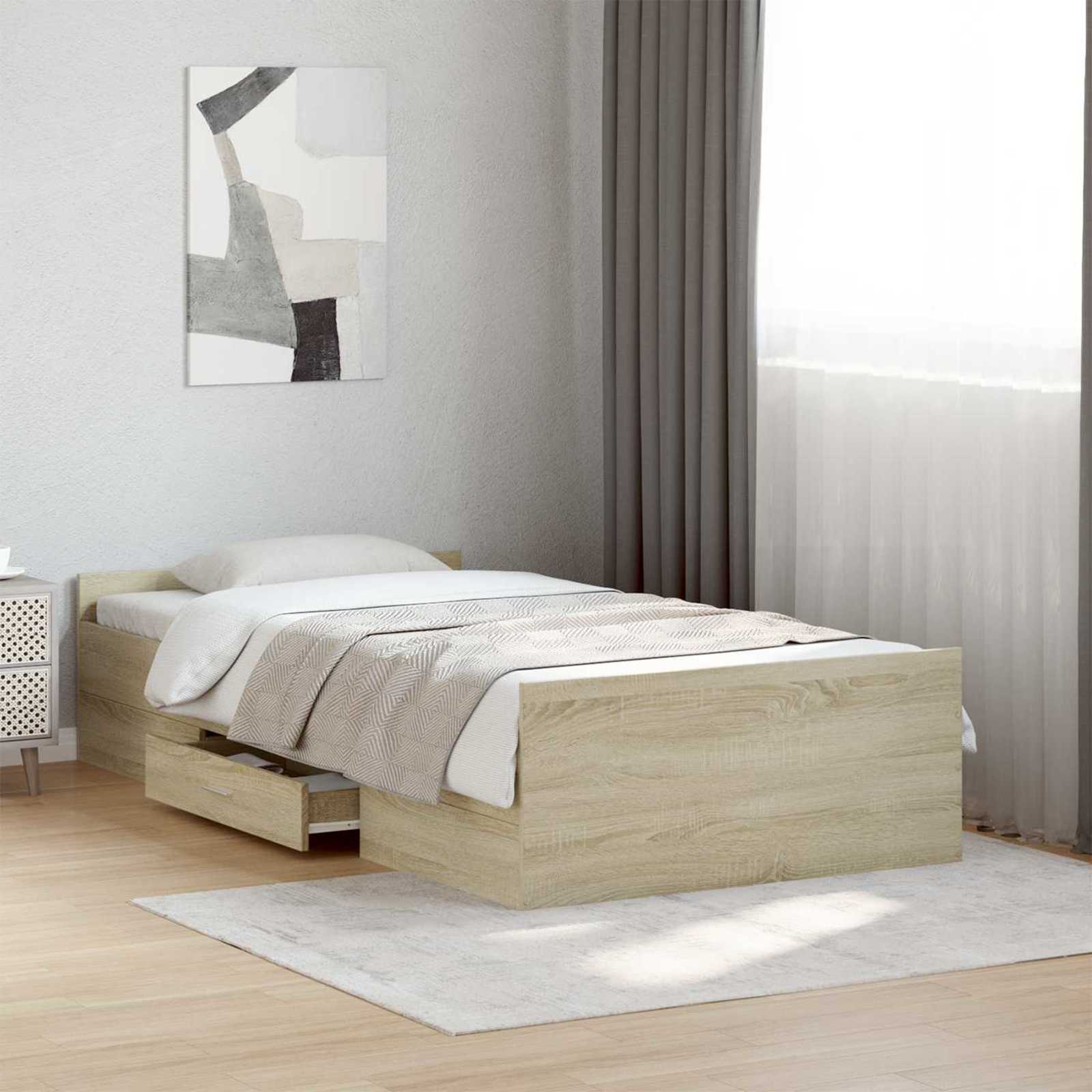 Okvir kreveta s pohranom s ladicama Hrast sonoma 80 x 200 cm