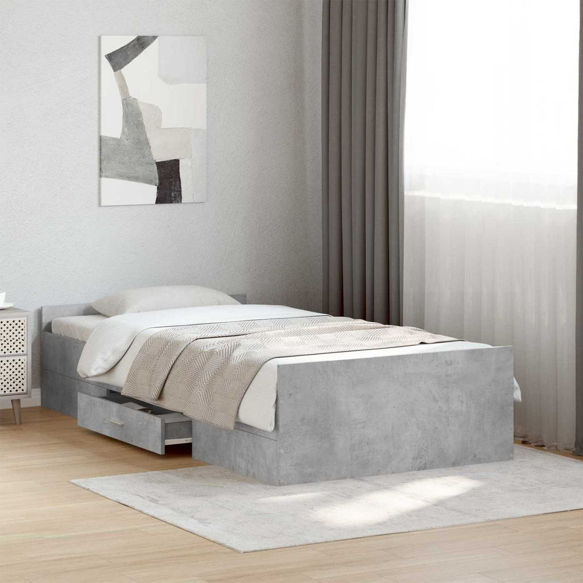 Okvir kreveta s pohranom s ladicama Betonska siva 80 x 200 cm
