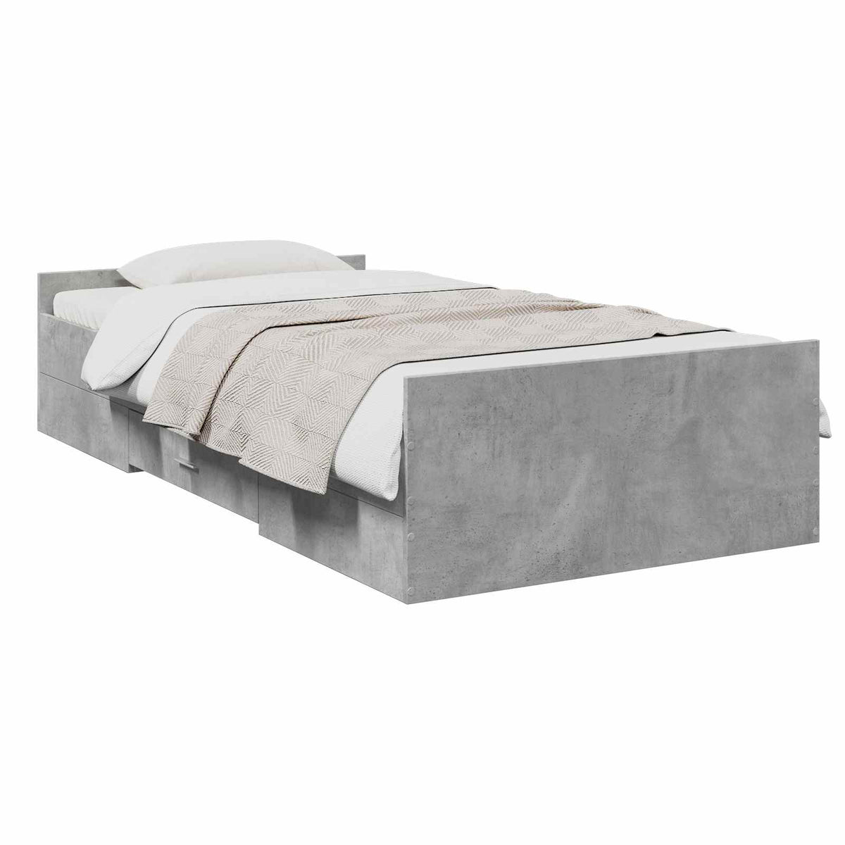 Okvir kreveta s pohranom s ladicama Betonska siva 80 x 200 cm