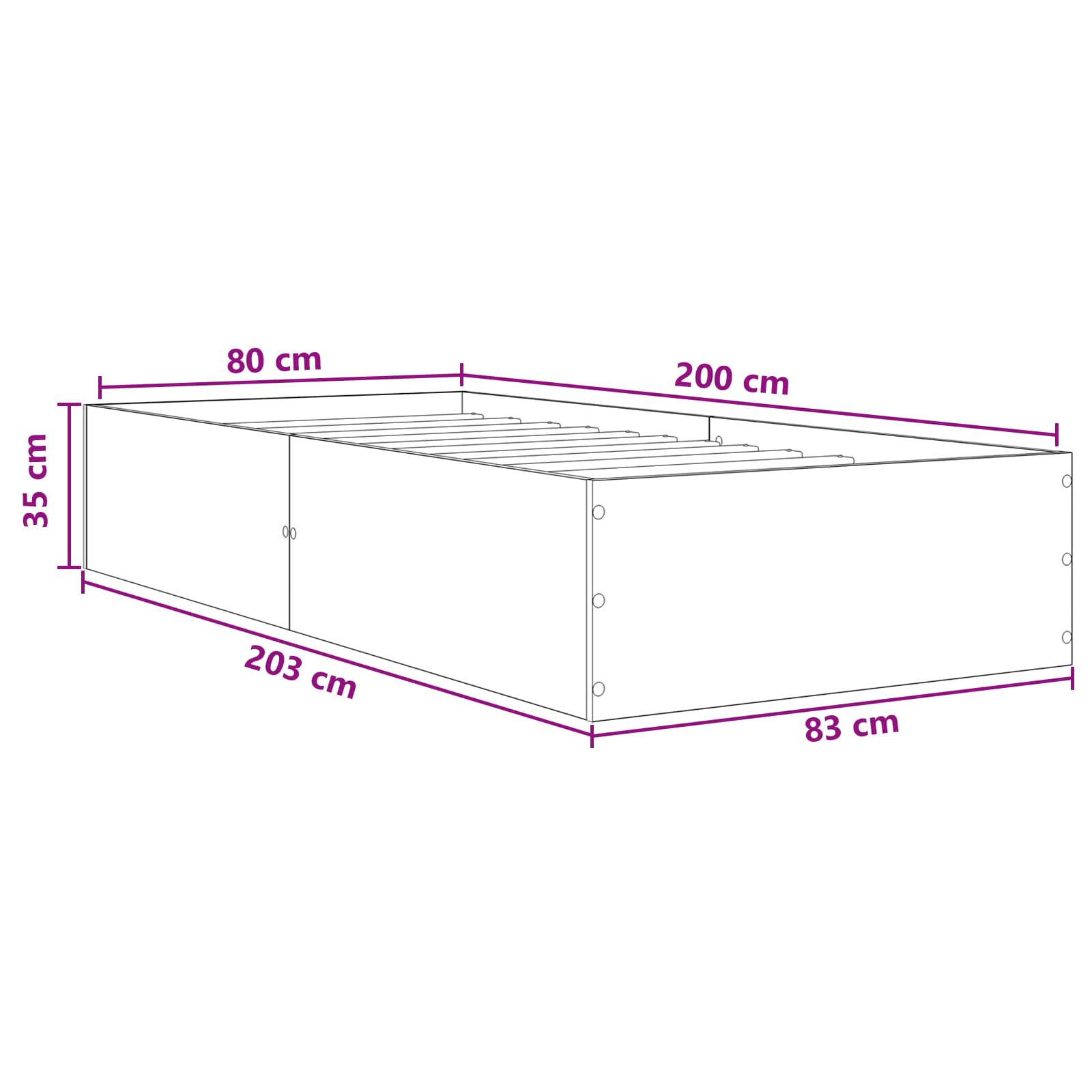 Okvir kreveta za pod Staro drvo 80 x 200 cm Konstruirano drvo