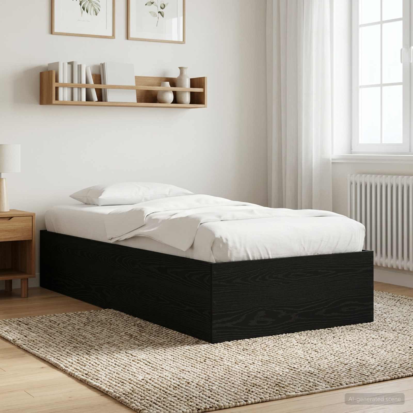 Okvir kreveta za pod Crni hrast 80 x 200 cm Konstruirano drvo