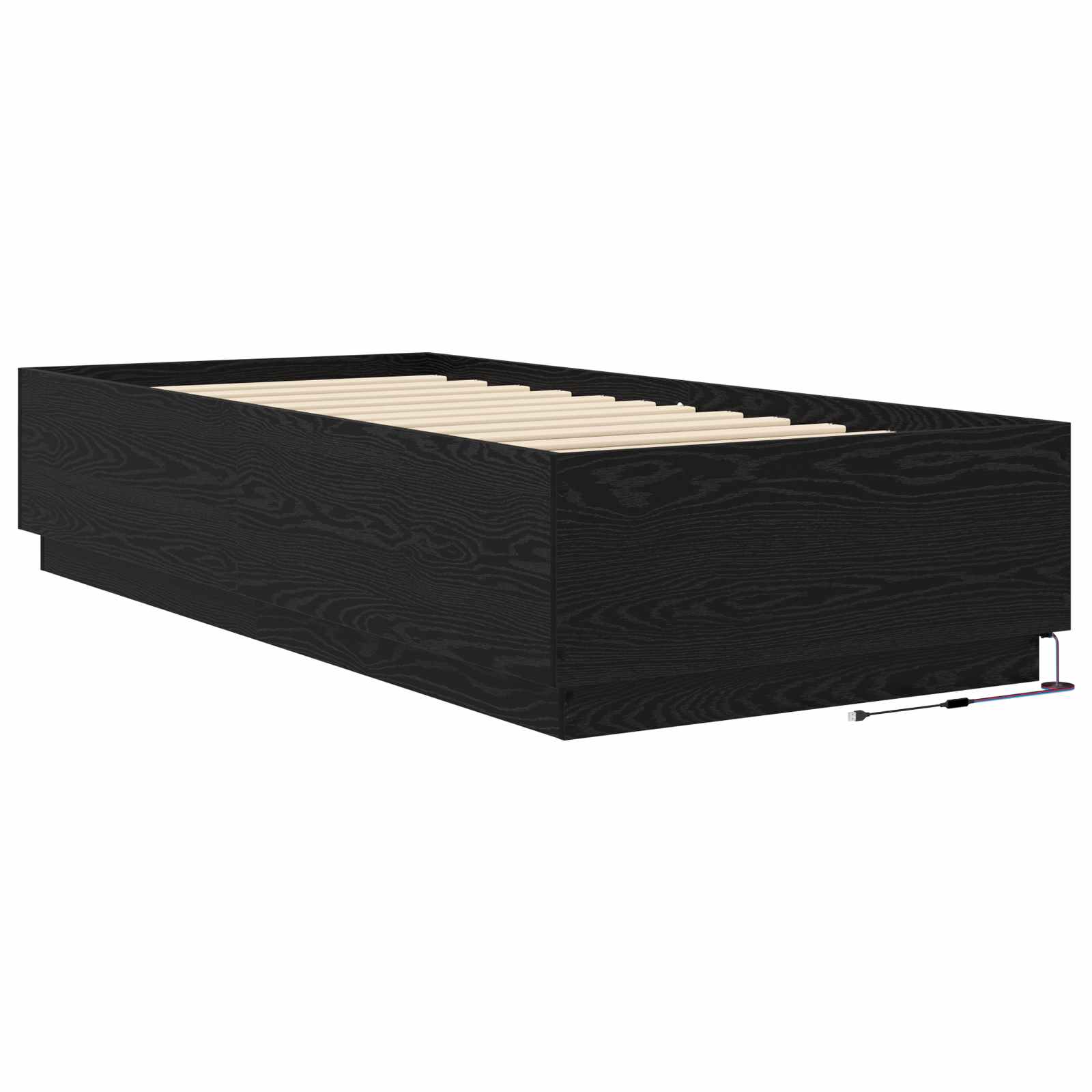 Krevetna konstrukcija s LED svjetlom Crni hrast 80 x 200 cm