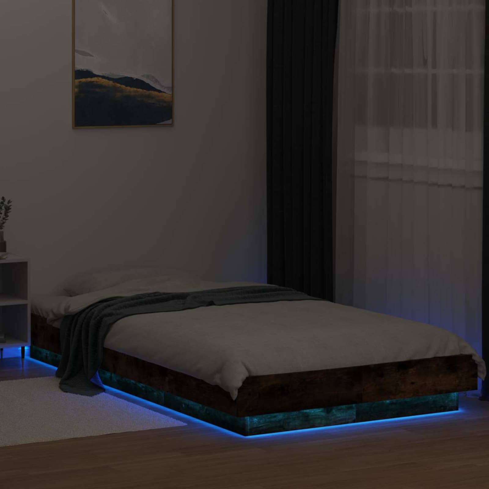 Krevetna konstrukcija s LED svjetlom Dimljeni hrast 80 x 200 cm