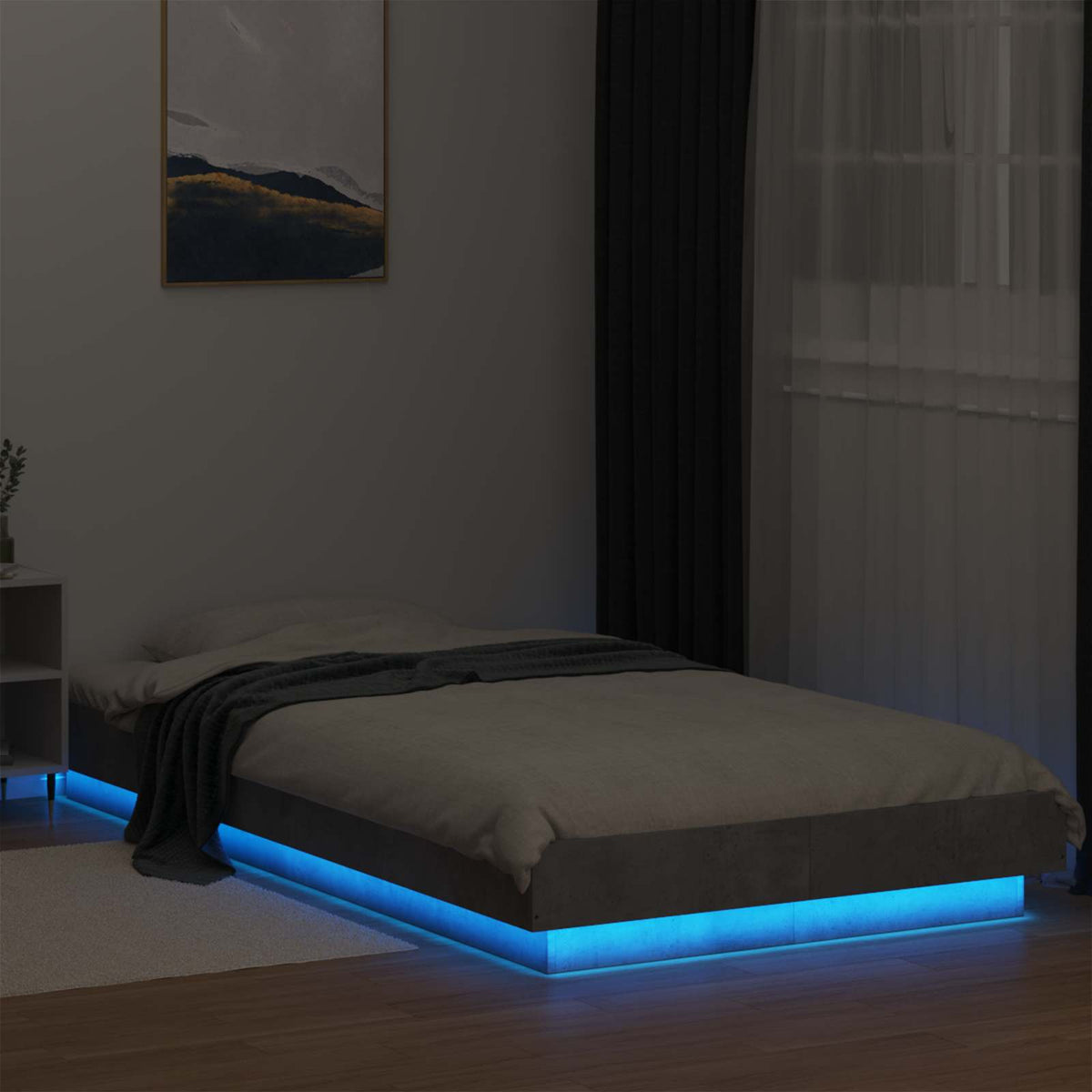 Krevetna konstrukcija s LED svjetlom Betonska siva 80 x 200 cm