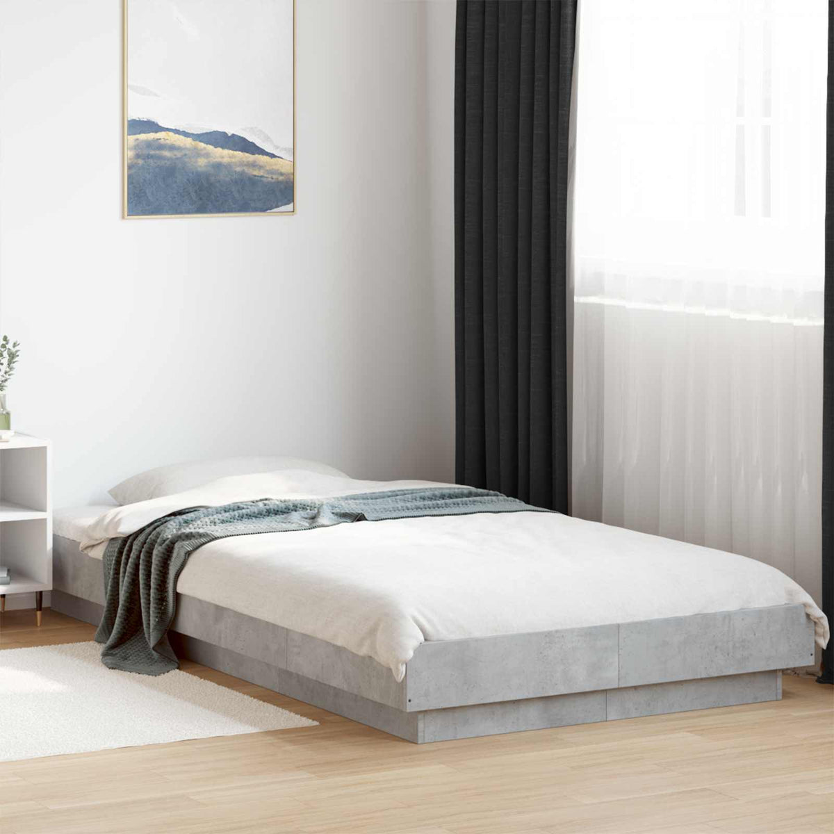 Krevetna konstrukcija s LED svjetlom Betonska siva 80 x 200 cm