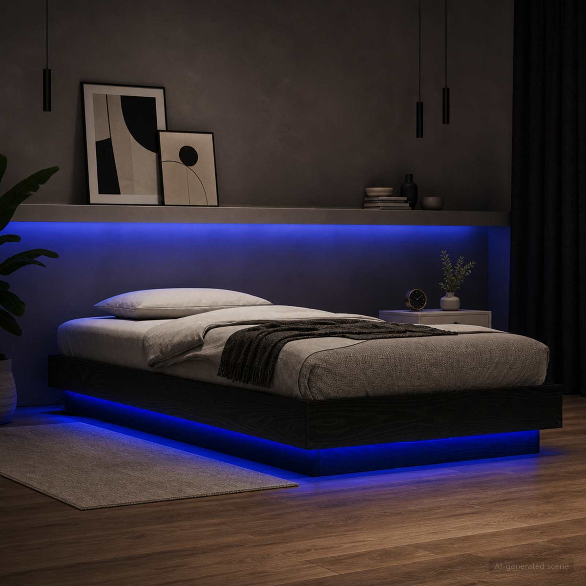 Krevetna konstrukcija s LED svjetlom Crni hrast 80 x 200 cm