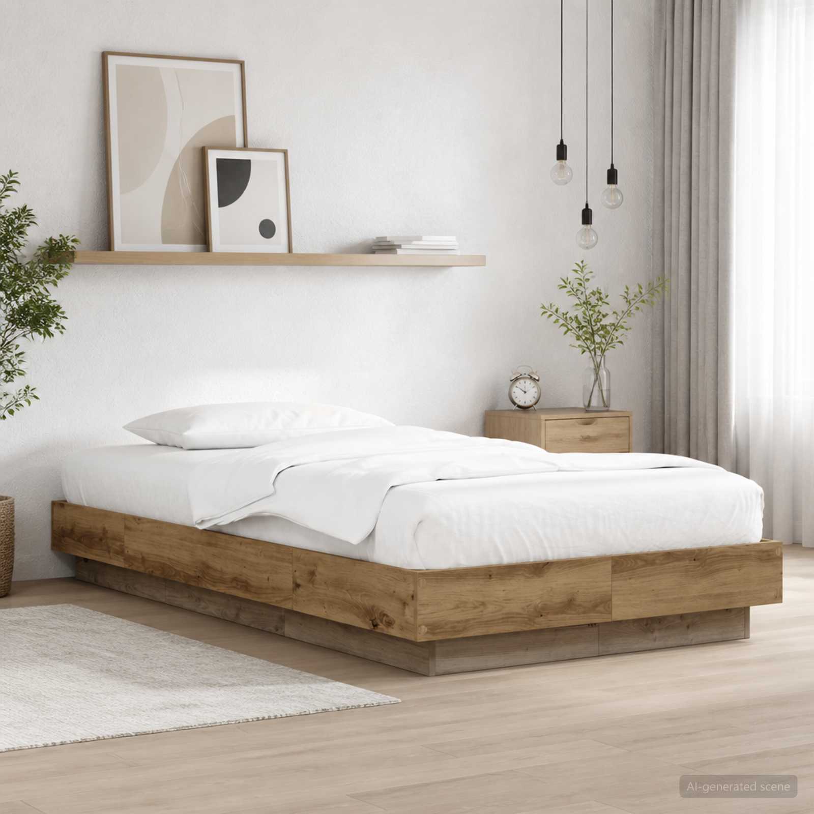 Krevetna konstrukcija s LED svjetlom Hrast artisan 80 x 200 cm