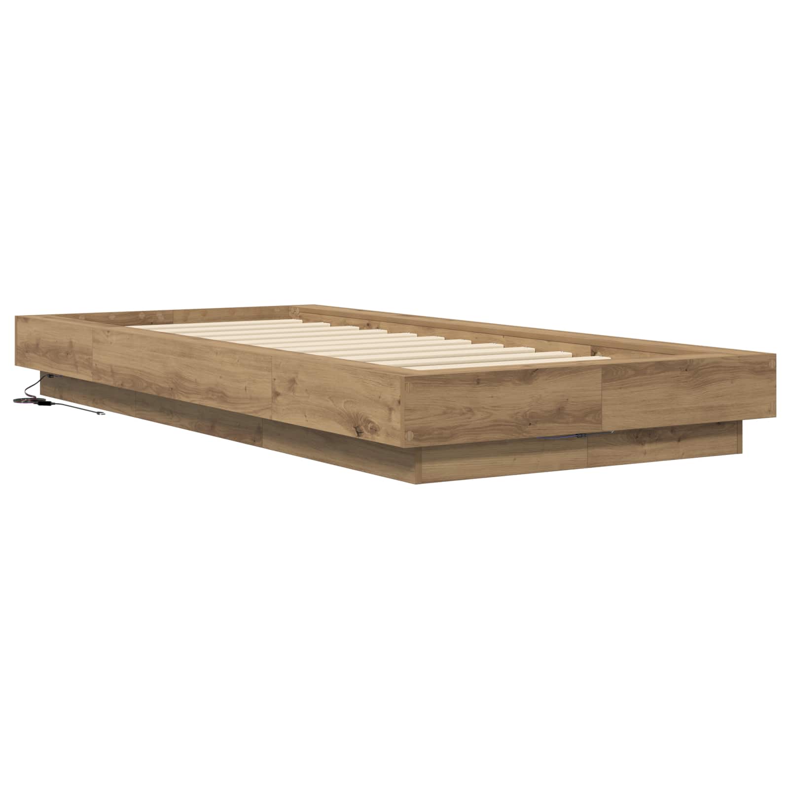 Krevetna konstrukcija s LED svjetlom Hrast artisan 80 x 200 cm