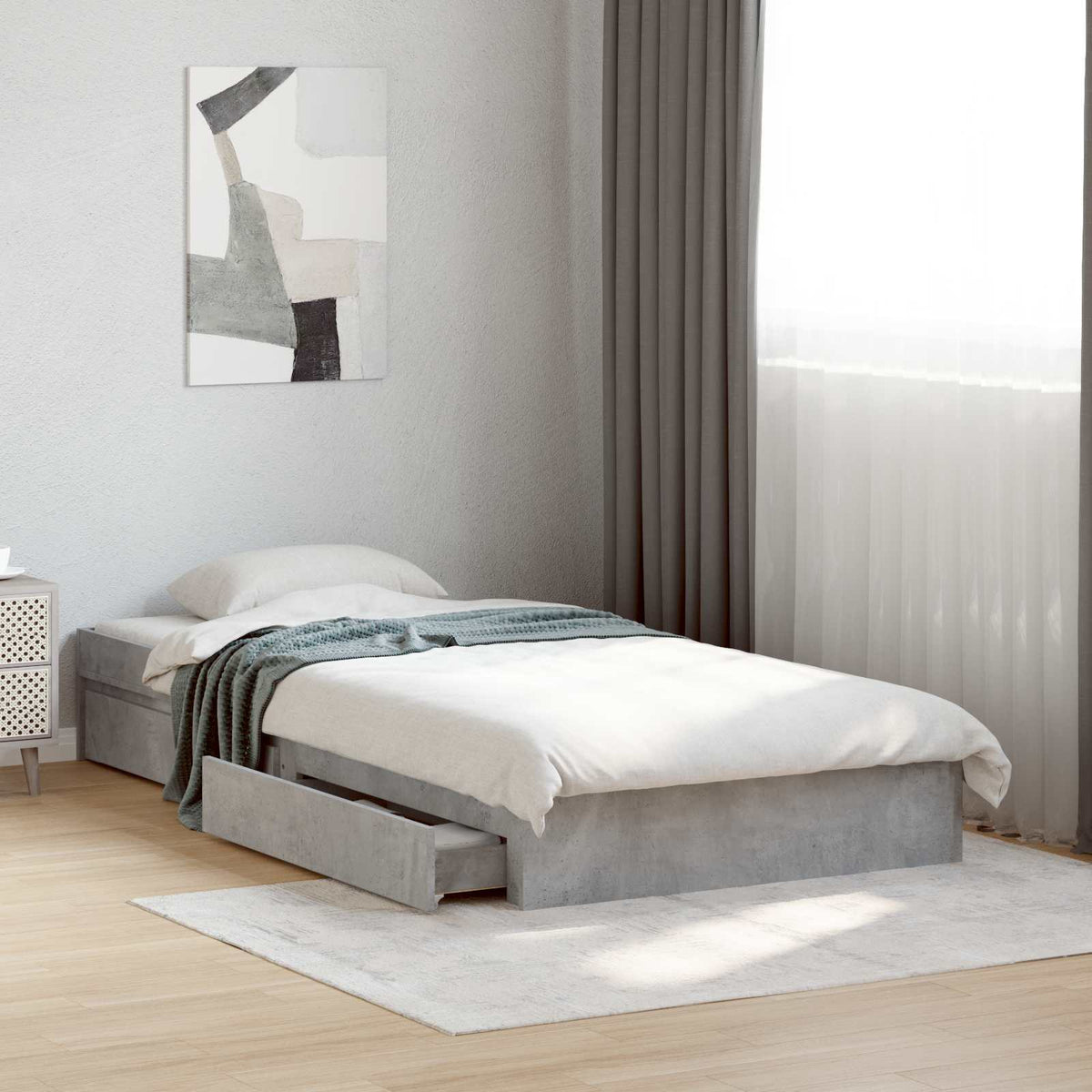 Okvir kreveta s pohranom s ladicama Betonska siva 80 x 200 cm