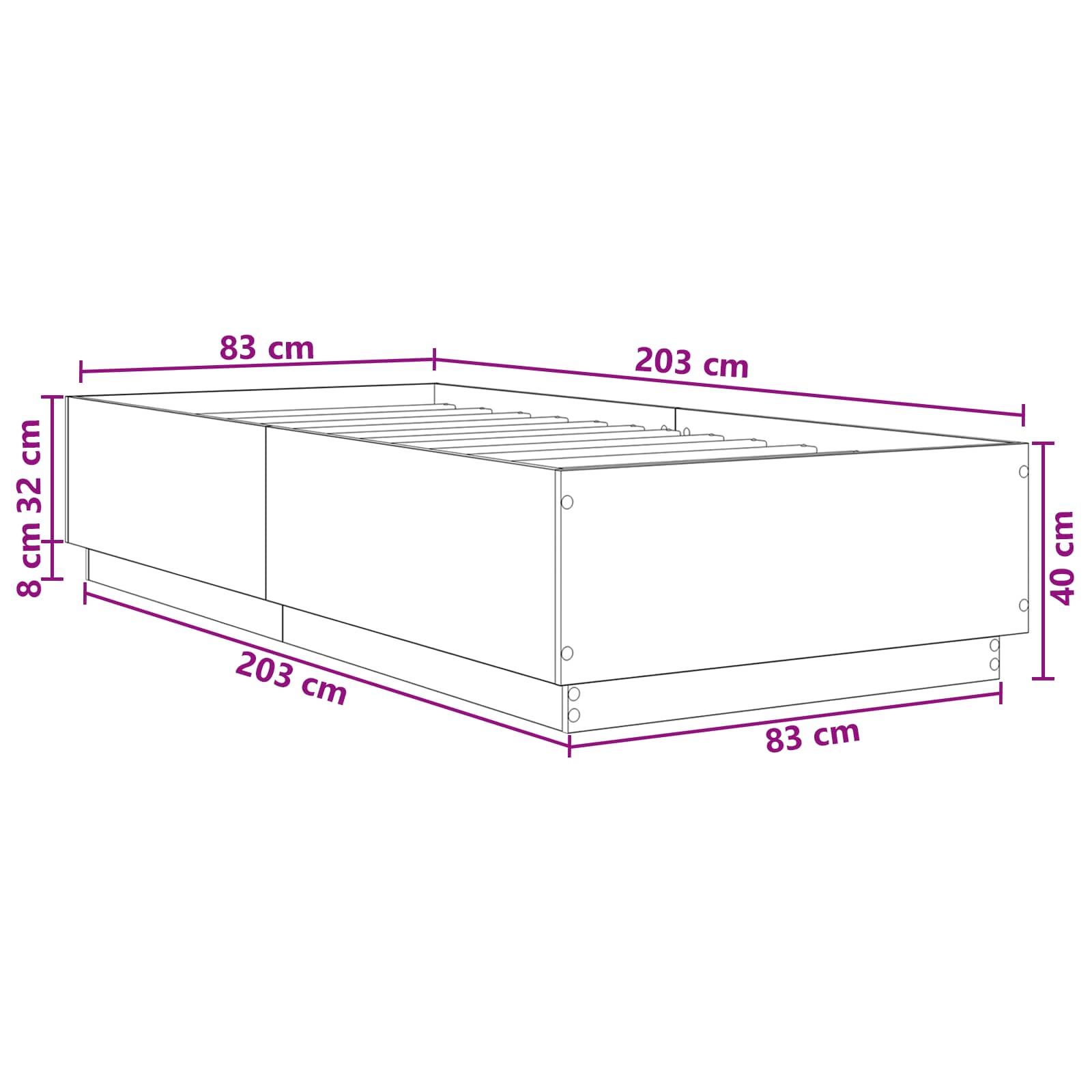 Krevetna konstrukcija Crni hrast 80 x 200 cm Konstruirano drvo