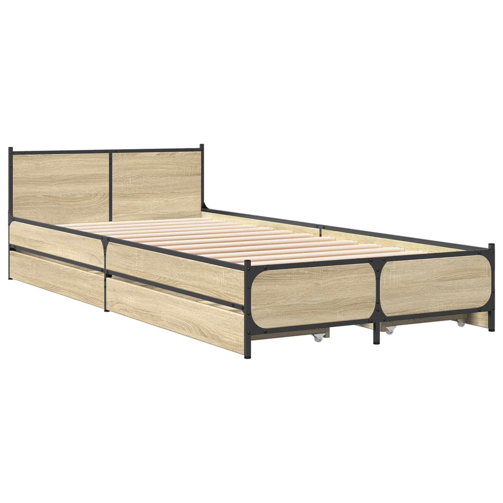 Okvir kreveta s uzglavljem s ladicama Hrast sonoma 80 x 200 cm