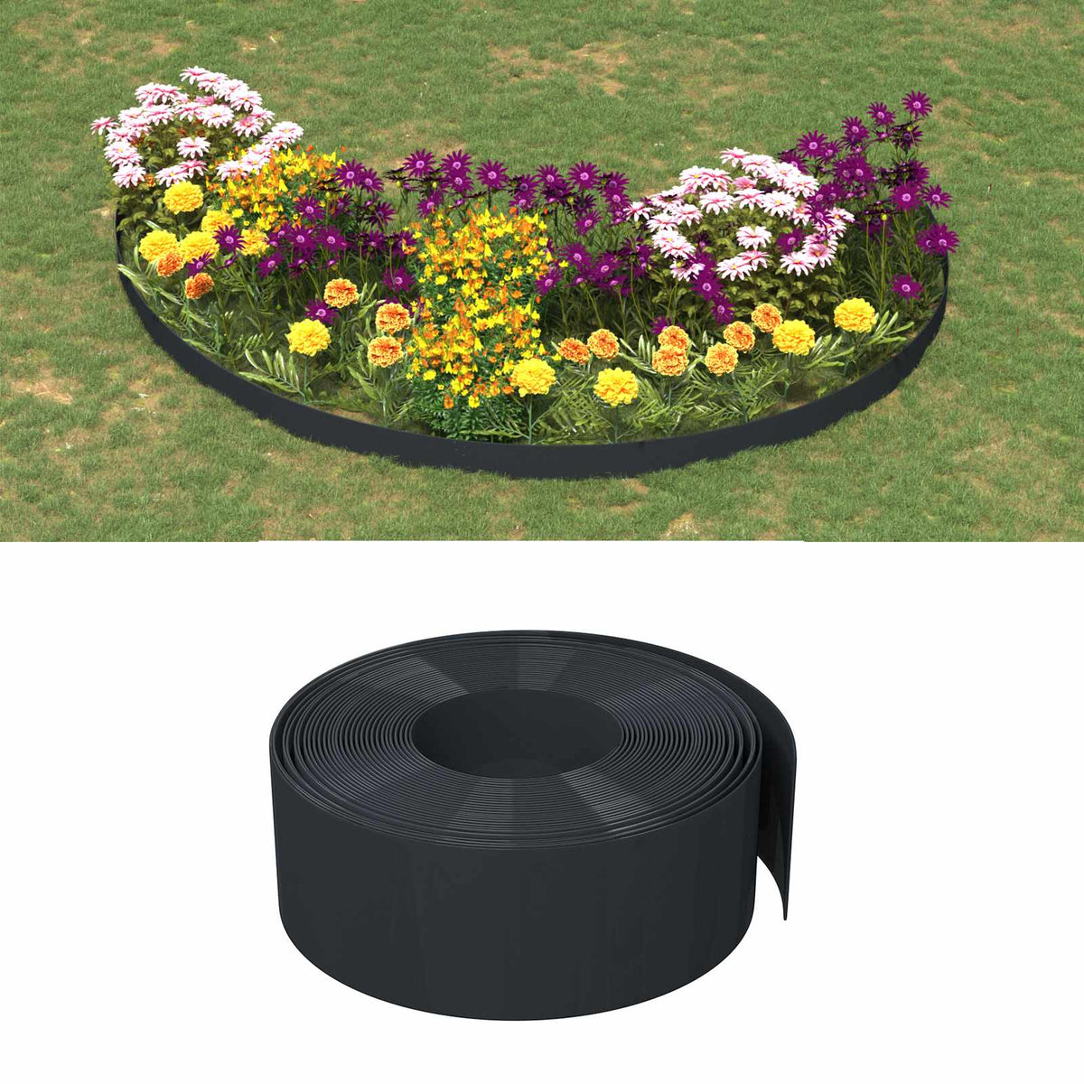 Ograda za vrt PE Crna 25 m / 20 cm